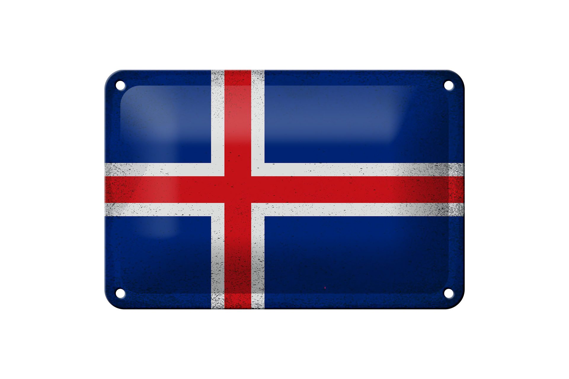 Femer GmbH Metallschild Flagge Island 18x12cm Flag of Iceland Vintage, (1 St), gewölbte Oberfläche, abgerundete Ecken, umgeschlagene Kanten