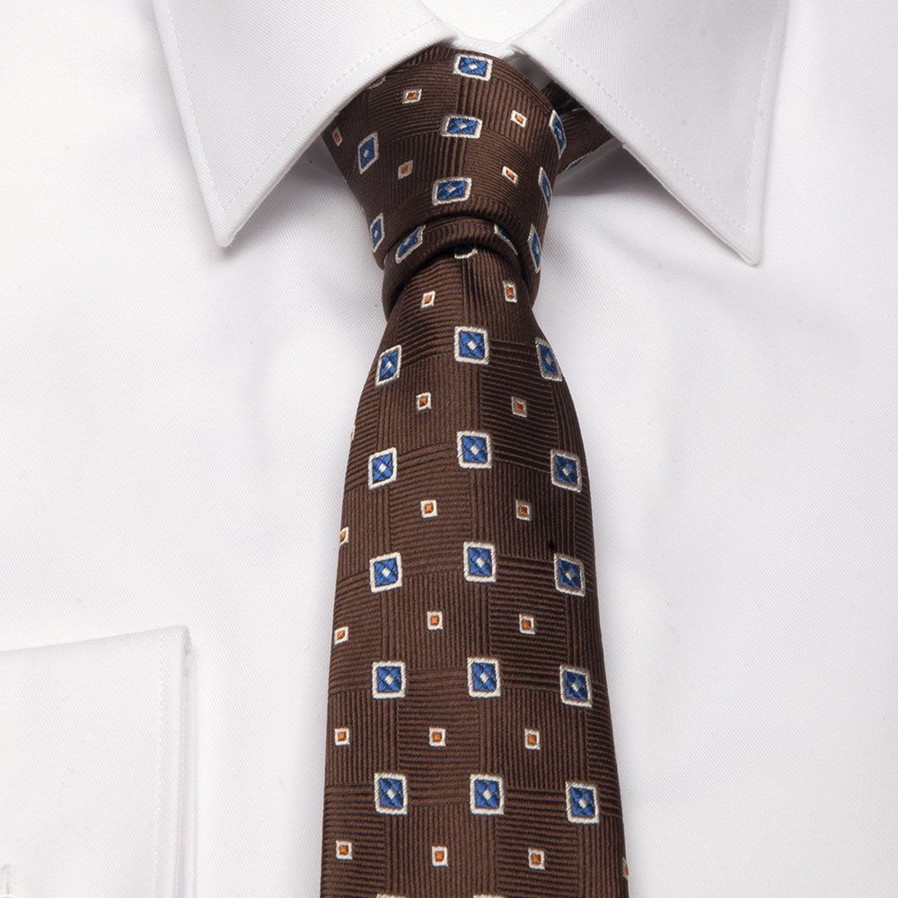 mit Muster Seiden-Jacquard Krawatte Dunkelbraun Breit geometrischem BGENTS Krawatte (8cm)