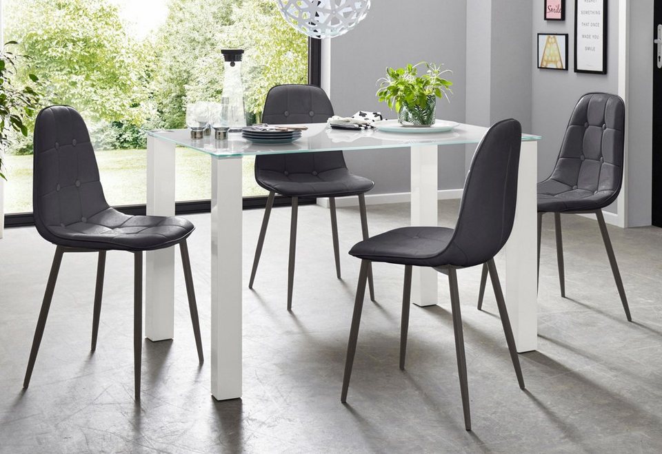 INOSIGN Essgruppe, (Set, 5-tlg), mit Glastisch, Breite 120 cm, Sitz und  Rücken gepolstert