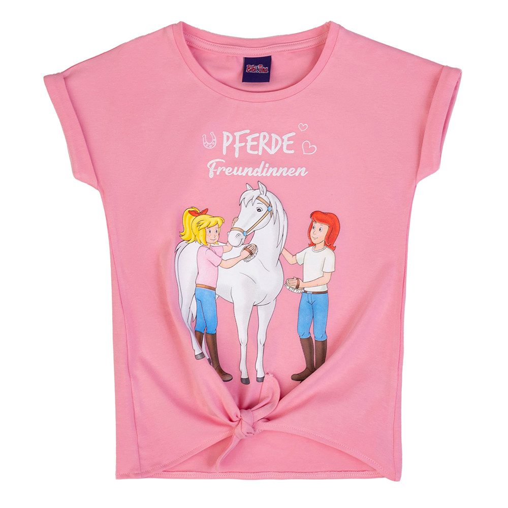 Bibi & Tina T-Shirt Bibi und Tina T-Shirt Knoten Pferde Freundinnen sea pink (1-tlg)