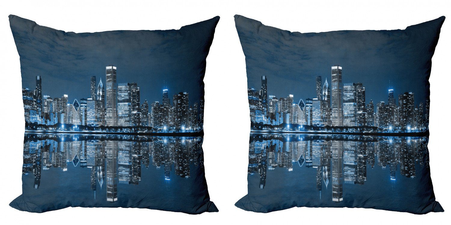 Kissenbezüge Modern Accent Doppelseitiger Digitaldruck, Abakuhaus (2 Stück), Chicago Skyline Schlafen Stadt