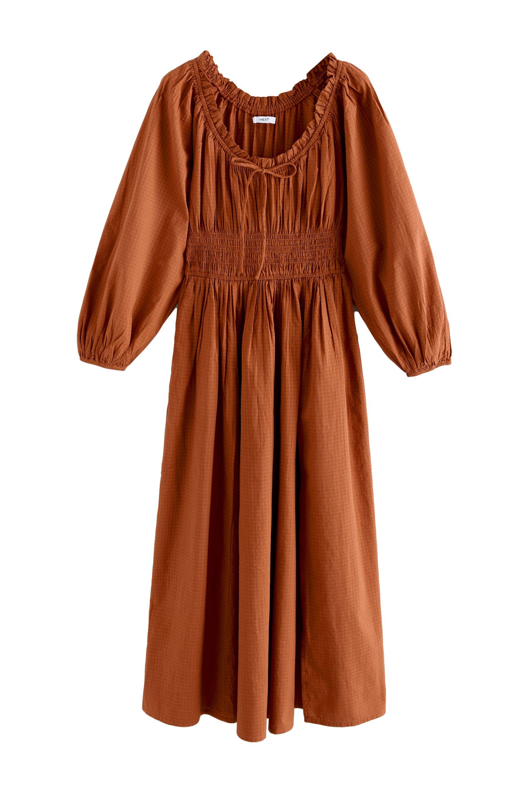 Midikleid Seersucker-Midikleid mit Ballonärmeln