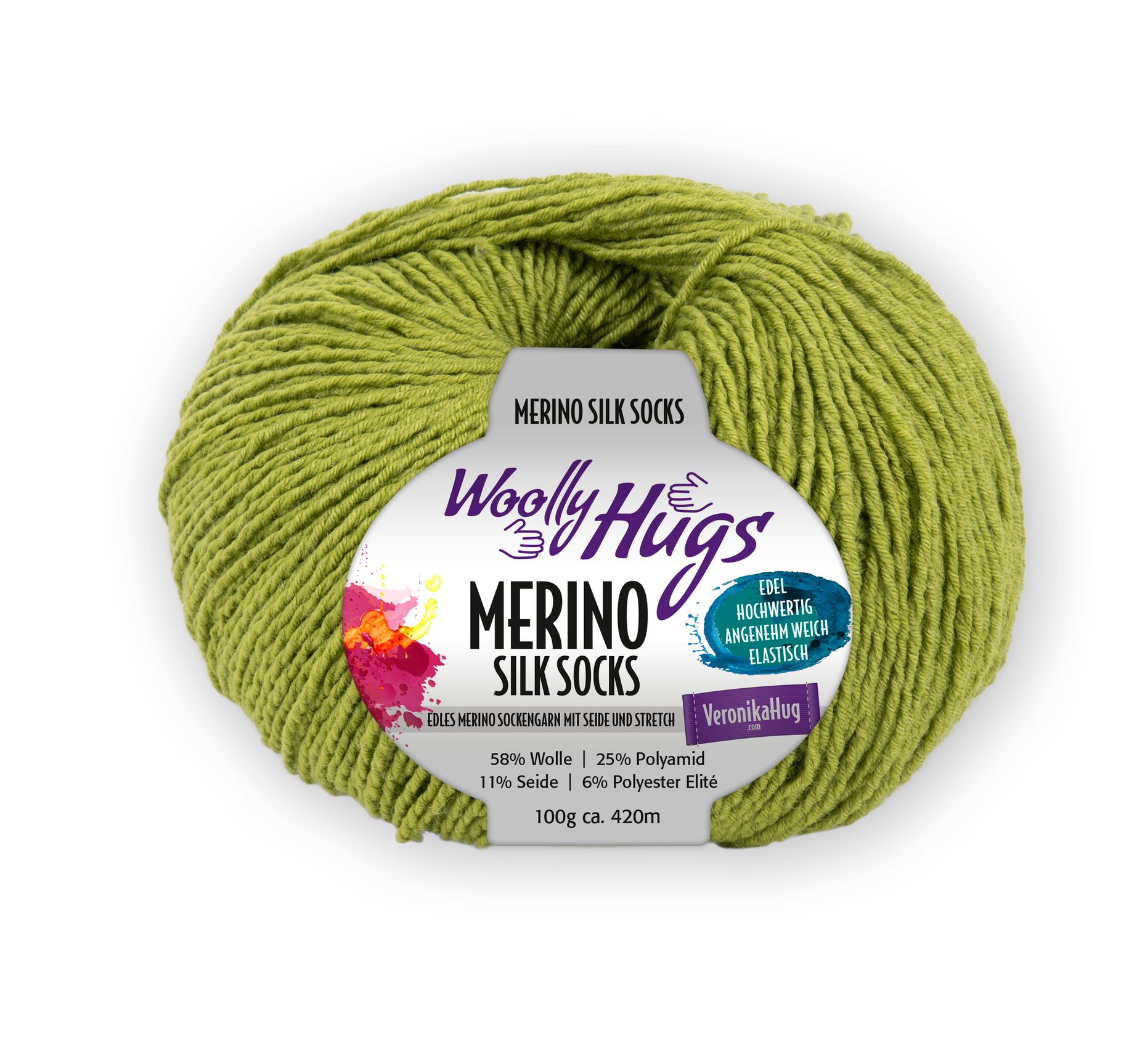 Woolly Hugs MERINO SILK SOCKS Häkelwolle, 420 m (Luxus-Socken für Ihre Füße), 100 g