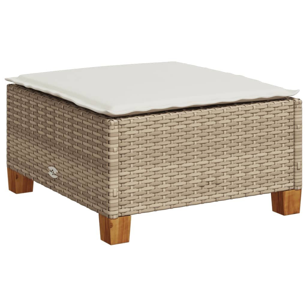 vidaXL Hocker Табурет mit Kissen Beige 63,5x56x32 cm Poly Rattan (1 St)