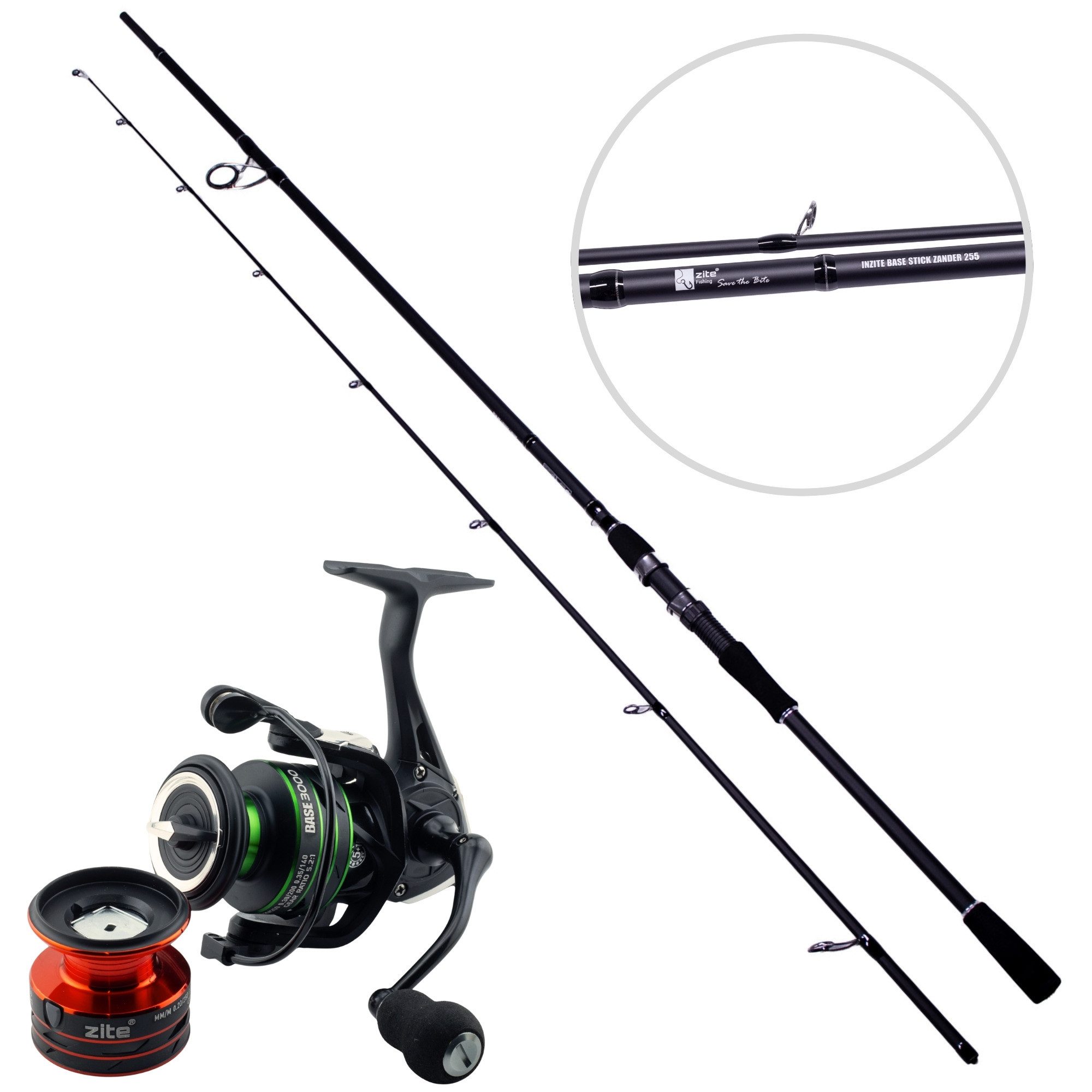 Spinnrute Inzite Base Stick Angelrute + Rolle Barsch/Hecht/Zander