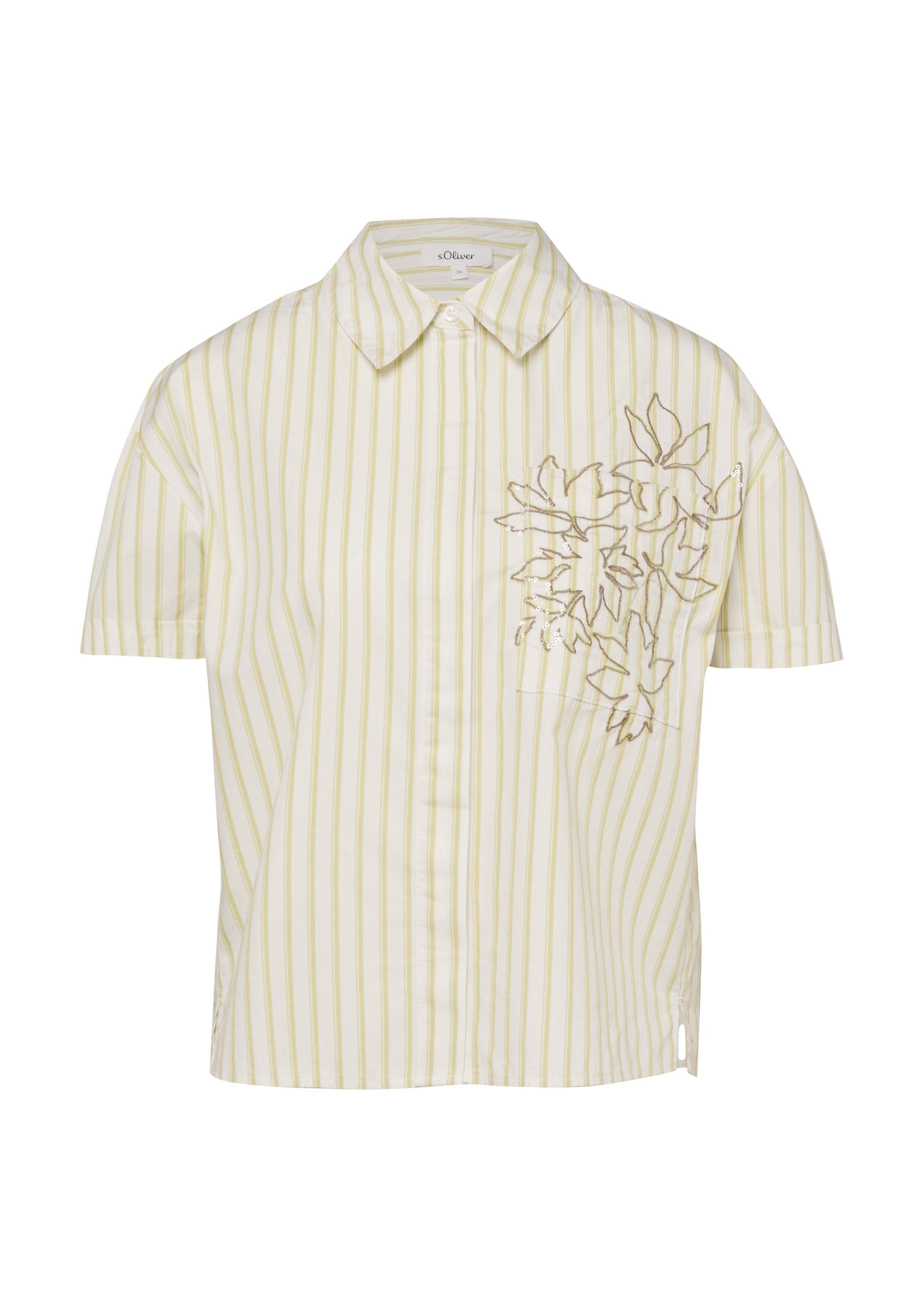 s.Oliver Kurzarmbluse Bluse Boxy Popeline-Bluse mit Glitzerdetail
