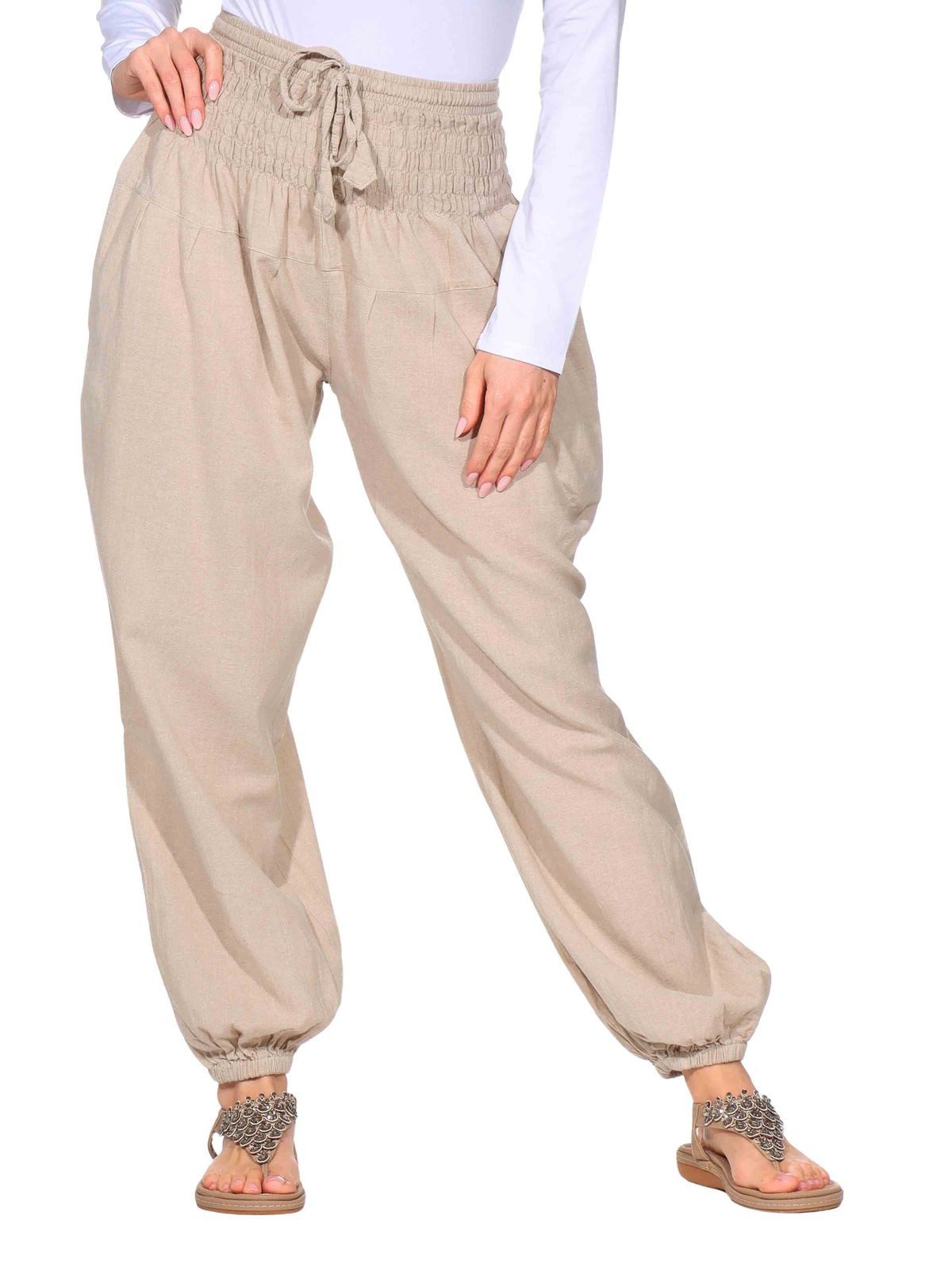 KUNST UND MAGIE Haremshose Kunst&Magie Damen Pluder-/Haremshose Sommerhose Hippie Wellness Yoga