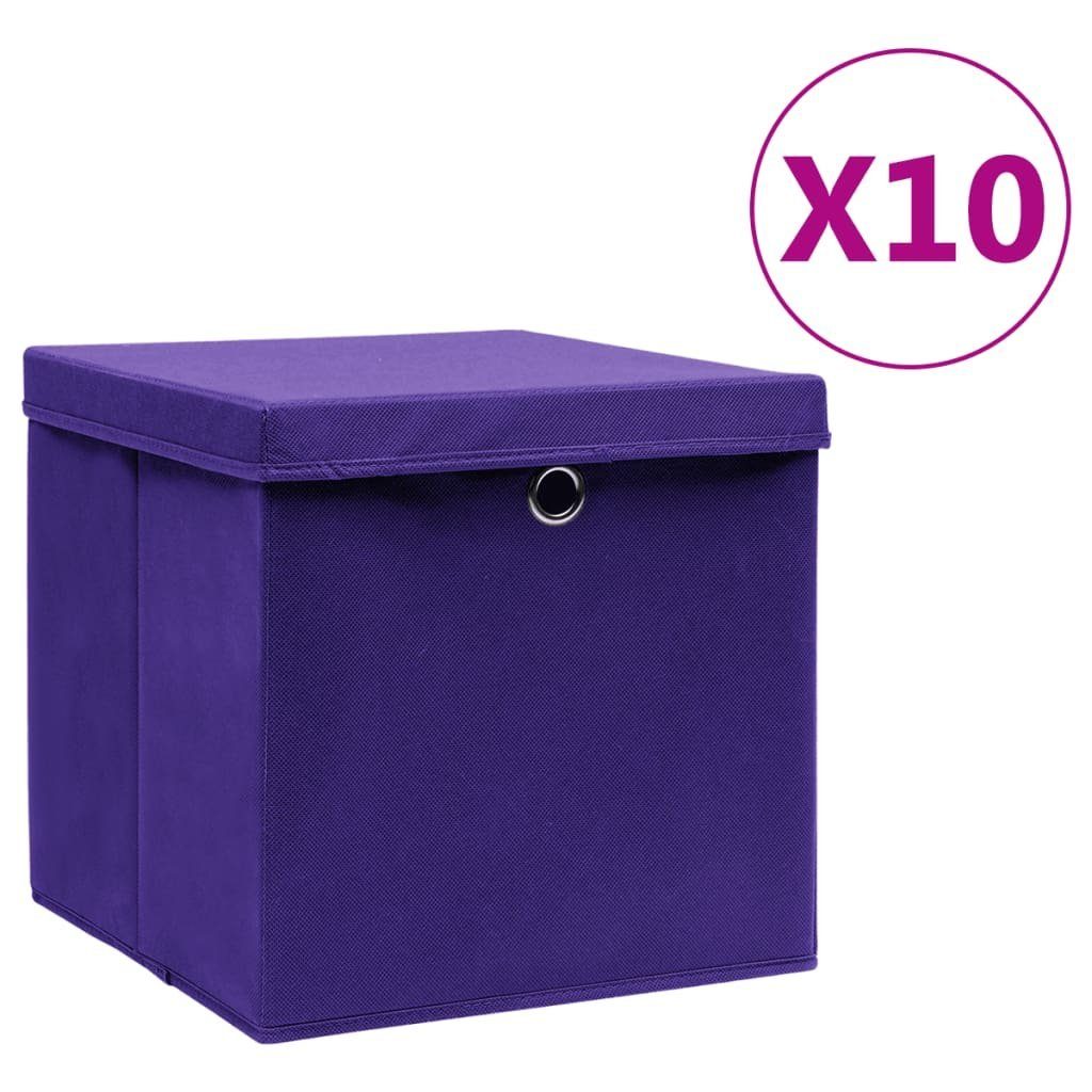 vidaXL Aufbewahrungsbox Aufbewahrungsboxen mit Deckeln 10 Stk. 28x28x28 cm Lila (10 St)