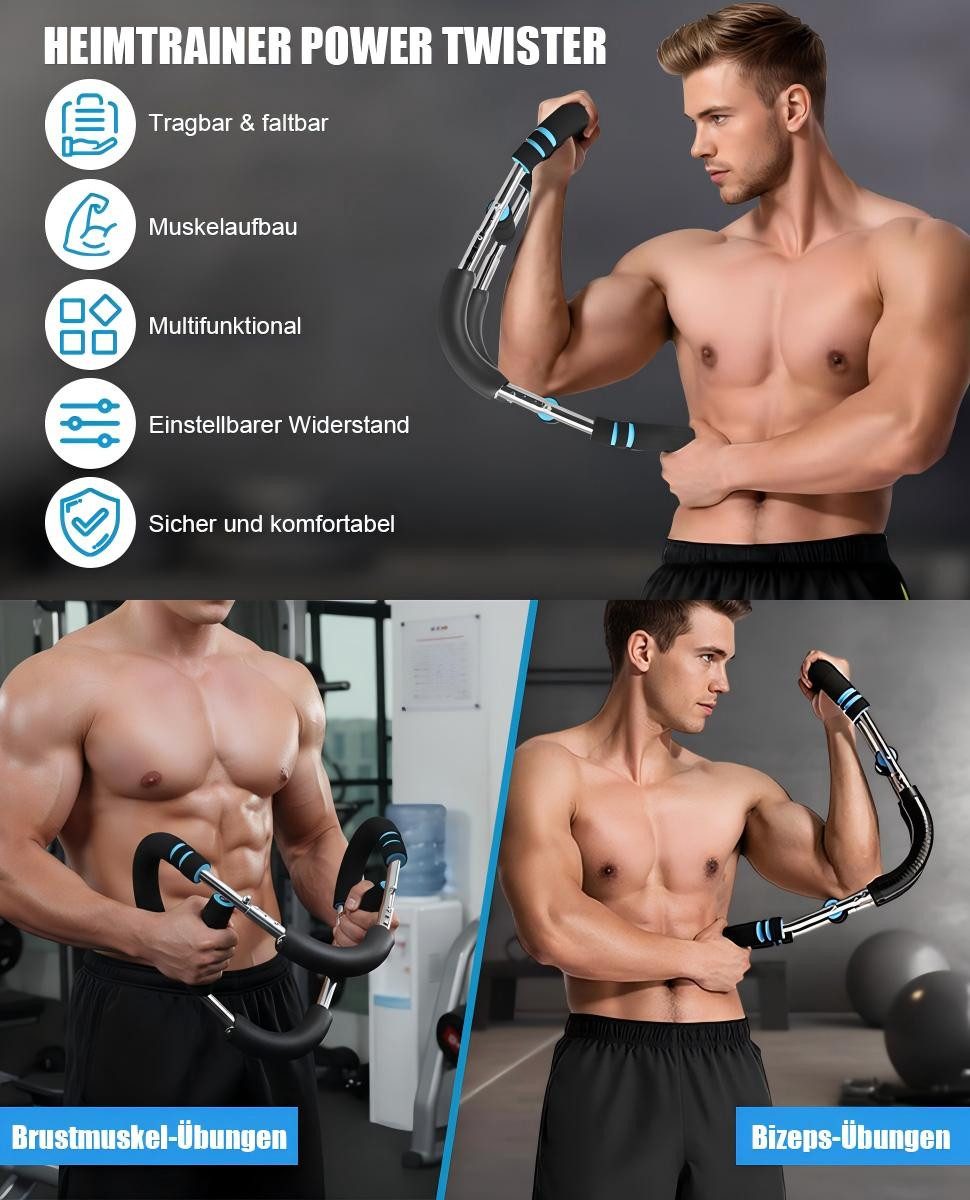 JOYOLEDER Multitrainer Twister Armtrainer Biegehantel, Verstellbares Brust Trainingsgerät &, (Muscle fit Gerät (30-50 kg / 70-110 lb), Tragbarer Power Twister, mit abnehmbarem Design, Trainingsgeräte für Zuhause, Büro & Reise)