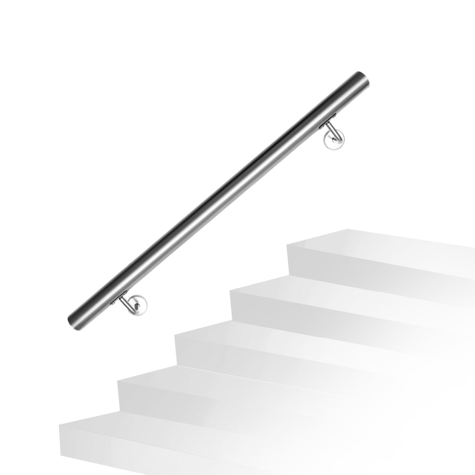 Clanmacy Handlauf Edelstahl Handlauf 80 cm Ø42 mm aus 304 Edelstahl, Wandhandlauf Treppe, 80 cm Gesamtlänge, (Edelstahlgeländer, geländer treppe, Edelstahl, Edelstahl AISI304), korrosionsbeständig, wetterfest, langlebig