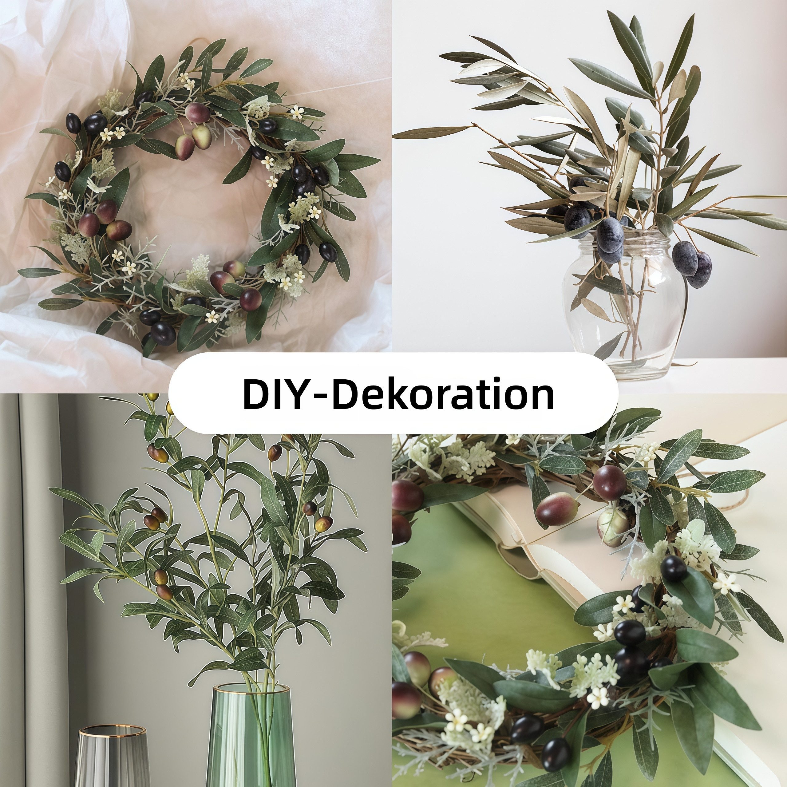 Kunstblumenstrauß 5er Set künstliche Olivenzweige für Deko innen & außen, FOUORTUNATE-BEE, Künstliche Olivenzweige für Hochzeit, Büro & Tischdeko – Bild 5 von 5