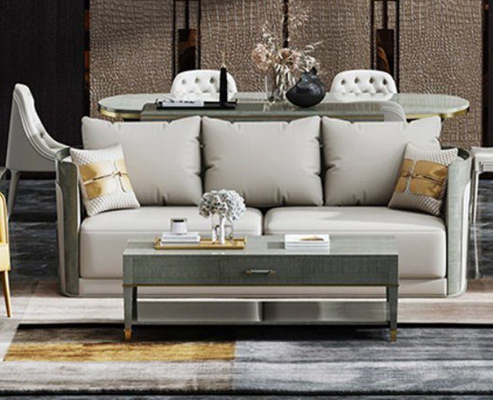 JVmoebel Sofa Grauer Dreisitzer Luxus Couch 3-Sitzer Sofa Stilvolles Design Neu, Made in Europe | Alle Sofas
