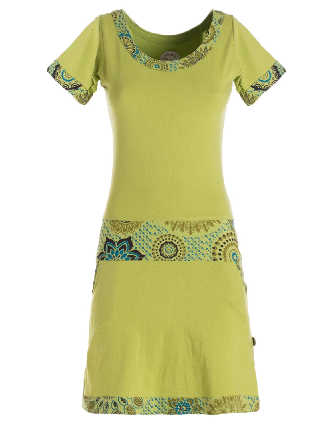 VISHES Jerseykleid Damen Sommerkleid Kurzarm Jersey-Kleid Tunika-Kleid T-Shirtkleid Boho, Goa, Retro Style mehr
