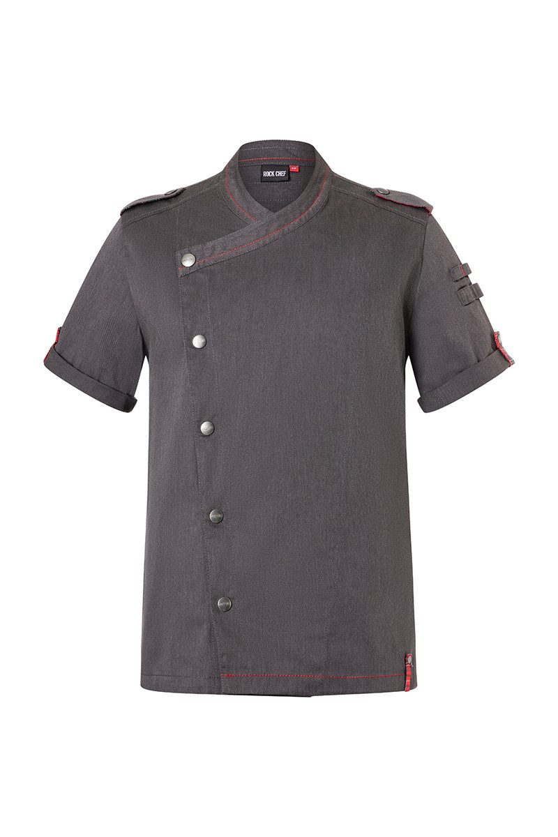 Karlowsky Fashion Kochjacke KARLOWSKY Herren Kochjacke Denim-Style ROCK-CHEF®Kurzarm Schwarz