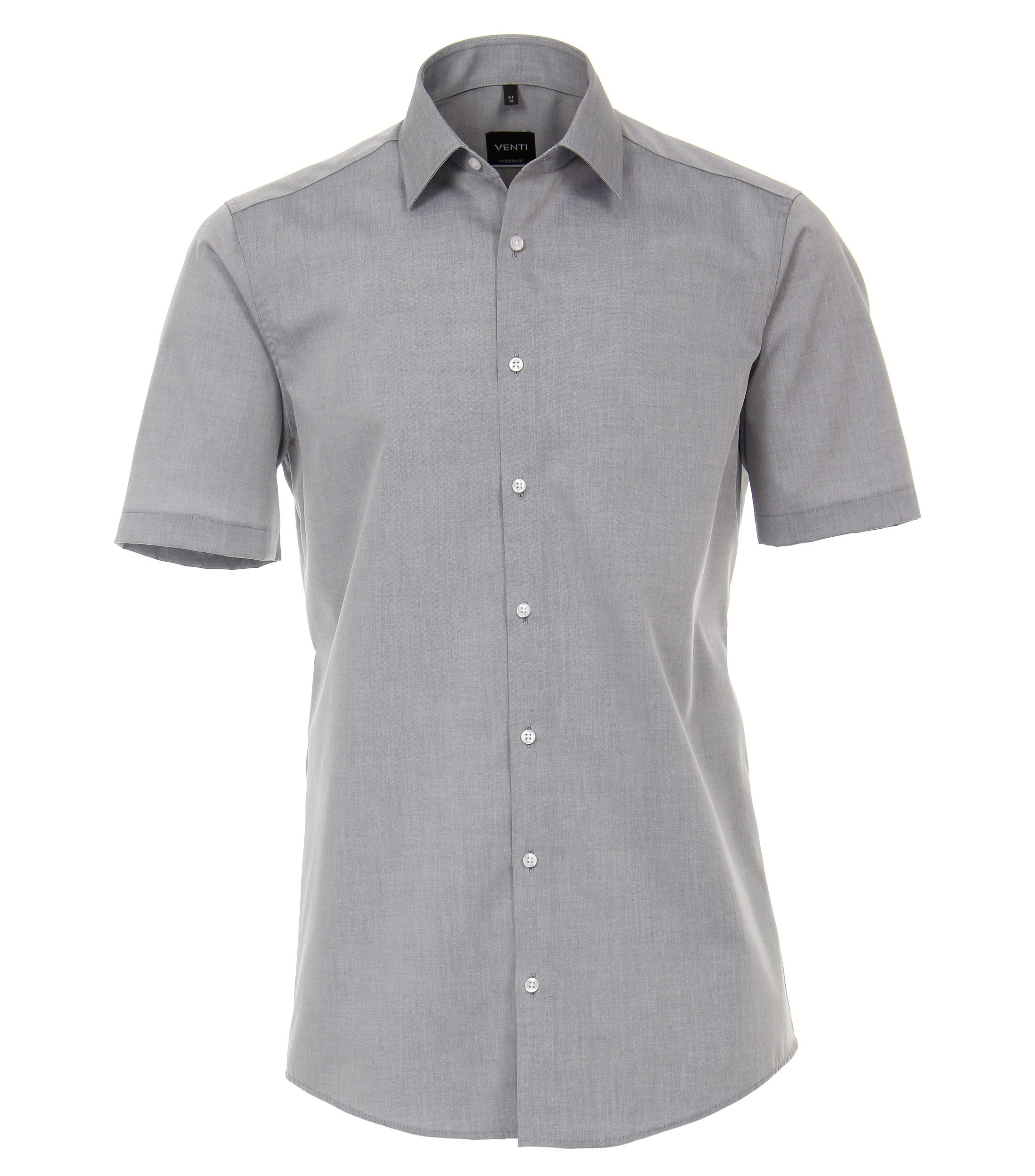 VENTI Kurzarmhemd VENTI Herren Businesshemd Kurzarm Kent Modern-Fit Silber
