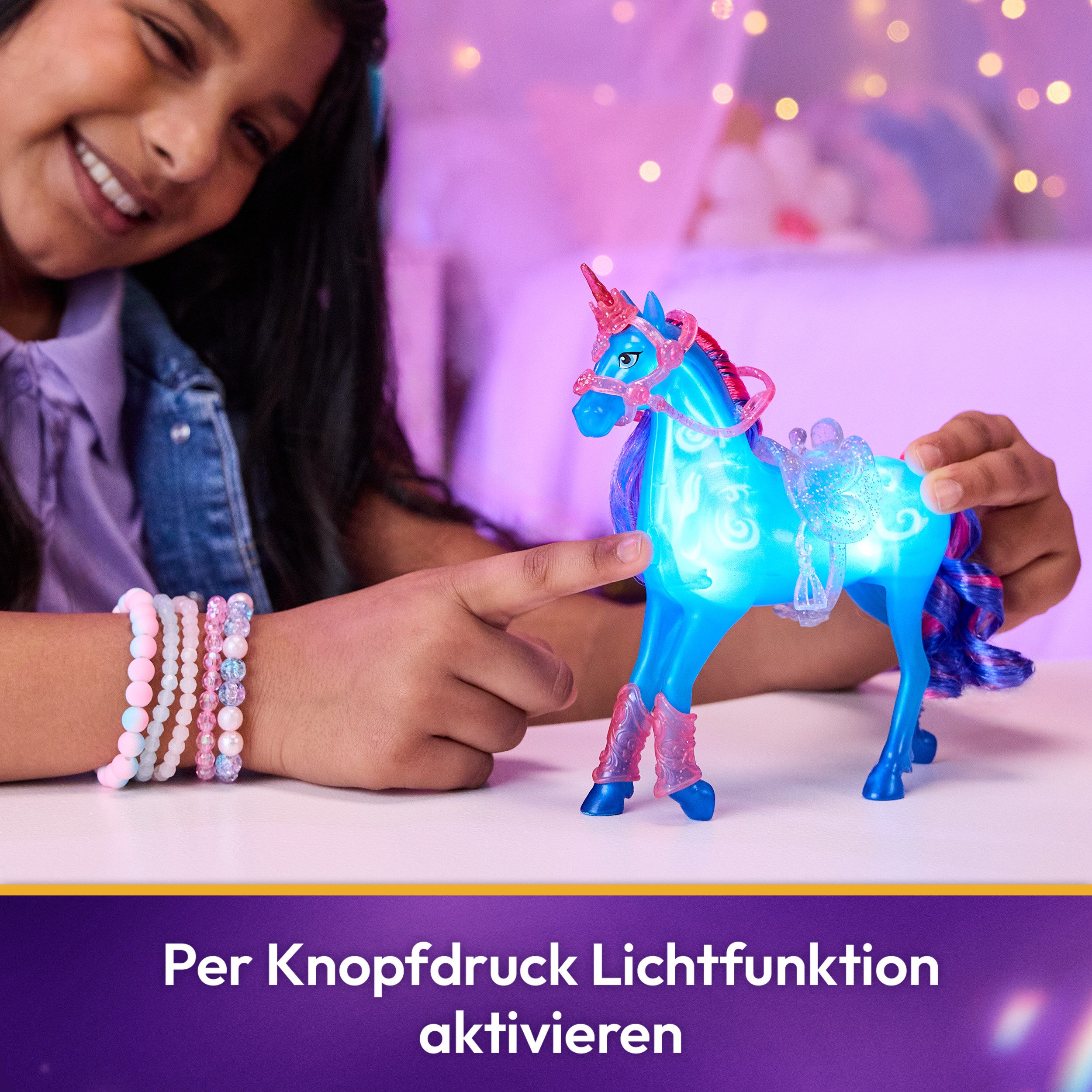 Spin Master Anziehpuppe Unicorn Academy - Train and Glow River, mit Leuchtfunktionen