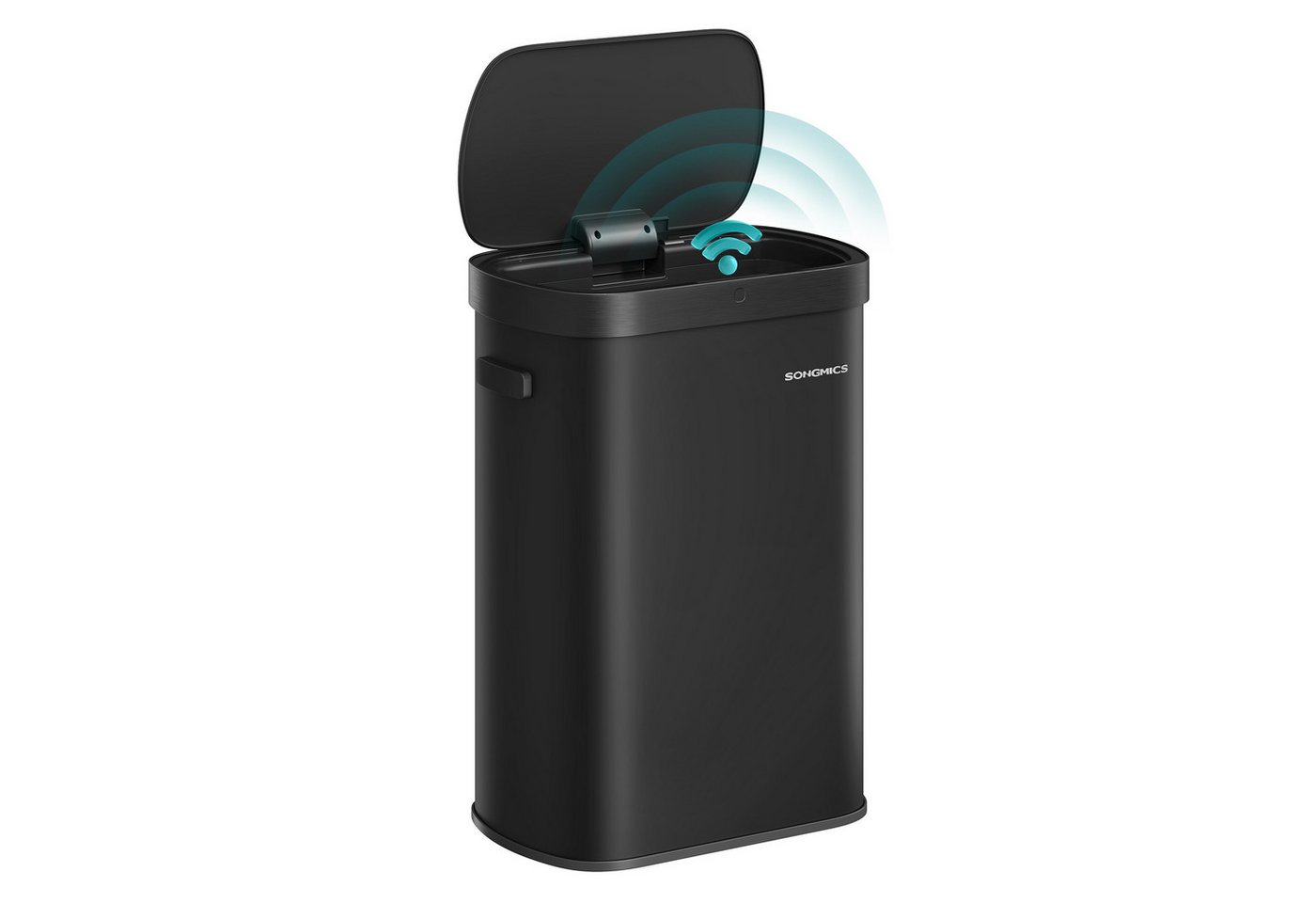 SONGMICS Mülleimer Sensor-Mülleimer, Küche 50 L, mit Sensor, Stahl, Kohlefilter, Softclose-Deckel