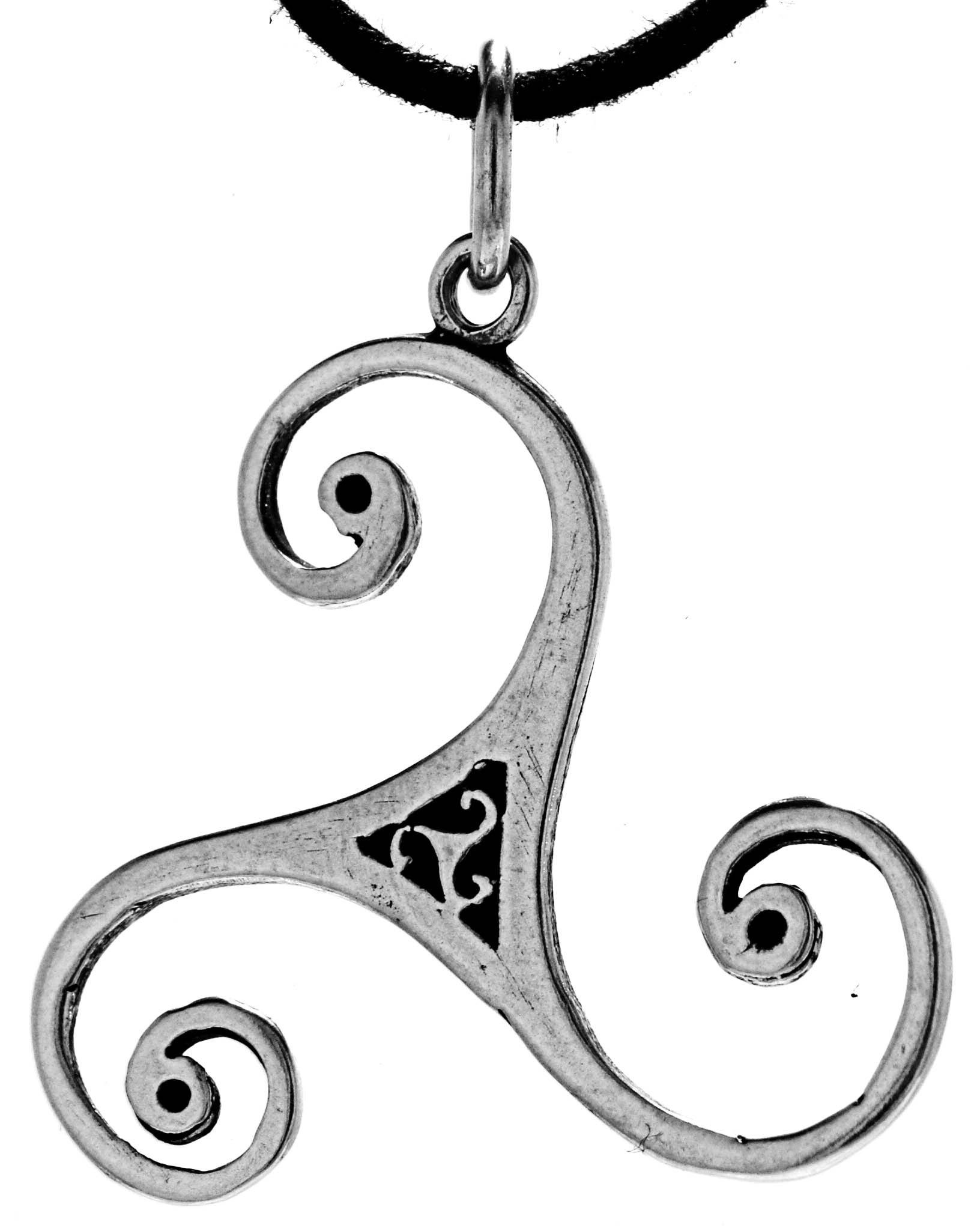 Spirale Triskelen Silber 3er Dreierspirale of Kiss Triskele 925 Kettenanhänger Kette Anhänger Leather