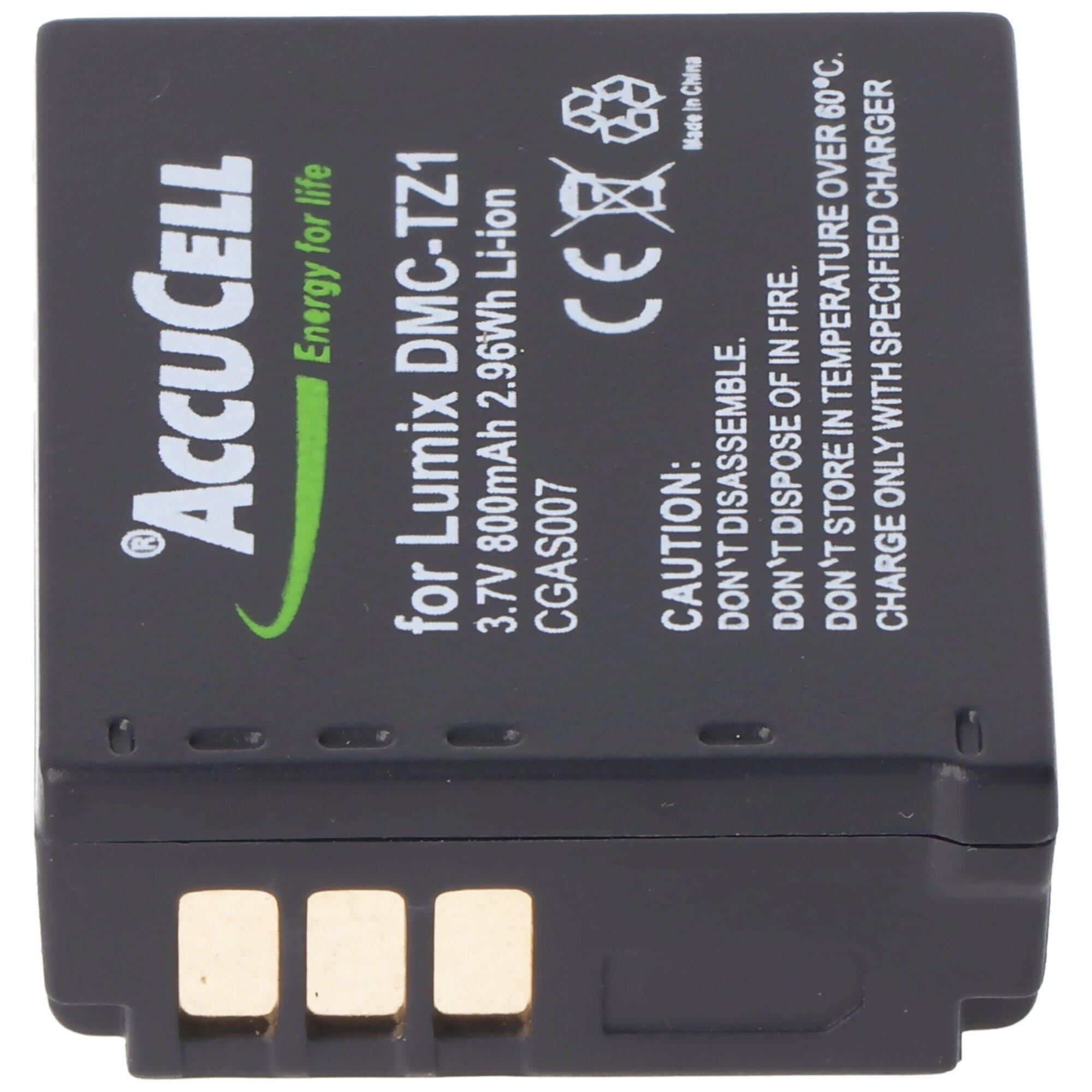 Akku AccuCell mAh V) passend AccuCell (3,7 Akku Panasonic DMC-TZ2 1000 für Lumix