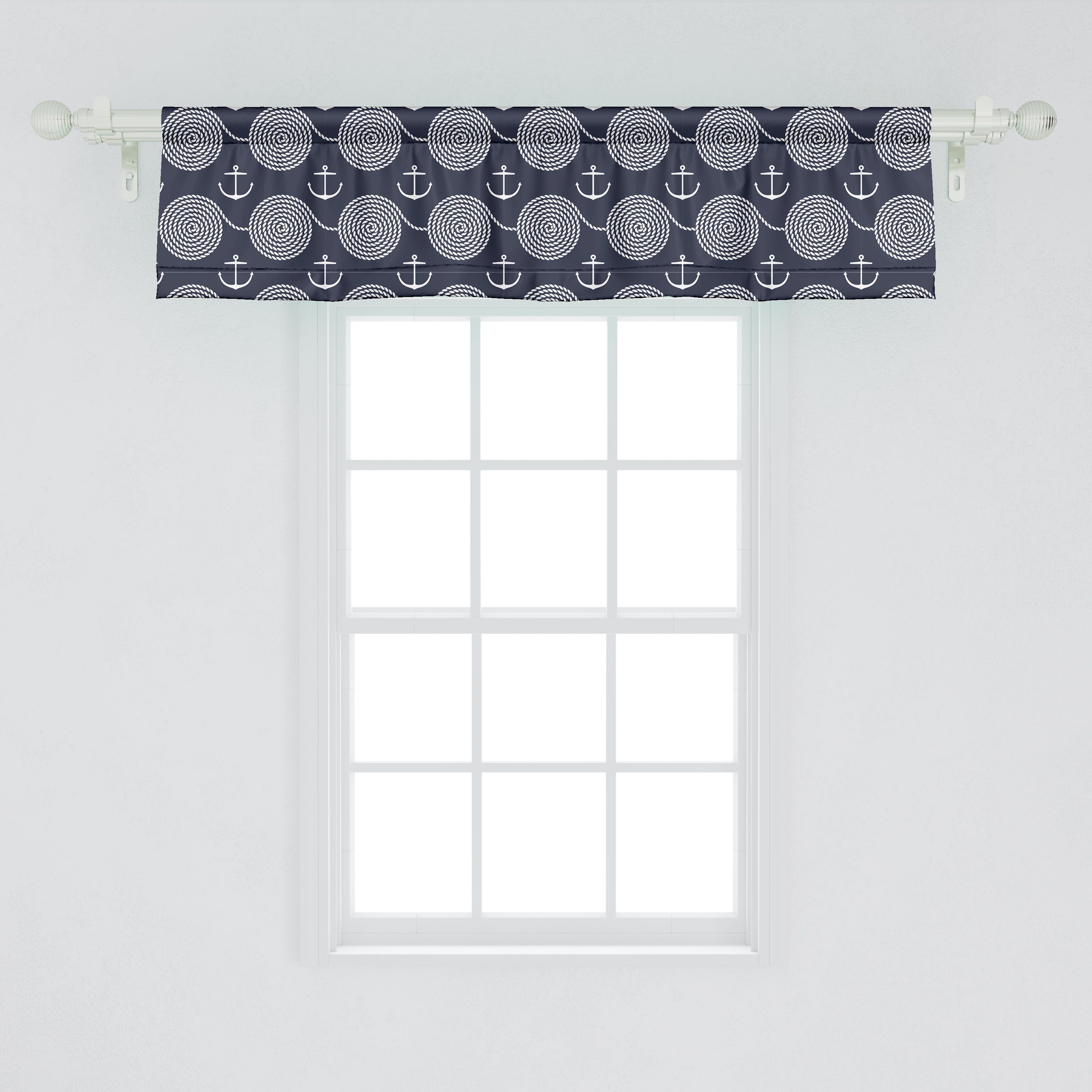 Scheibengardine Vorhang Volant für Küche Kunst Dekor mit Schlafzimmer Nautisch Abakuhaus, Microfaser, Motive Stangentasche, Seile Anker