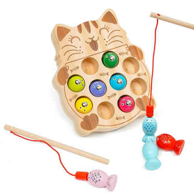 Wenta Lernspielzeug Magnetische Angelspiel Holz Fischspielzeug (Montessori Motorik Spielzeug Lernspielzeug Geschenk), für Kinder Mädchen Jungen ab 1 2 3 4 5 Jahre