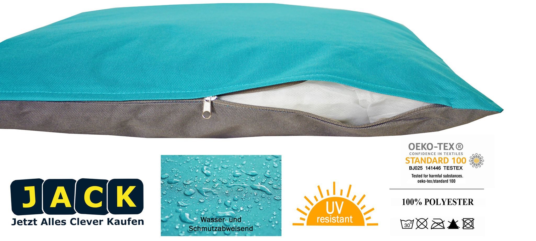 JACK Dekokissen JACK 2-farbiges Wende Outdoor Kissen 30x50cm Dekokissen inkl. Füllung, mit Lotus-Effekt, Robust, Strapazierfähig, für Innen & Außen geeignet