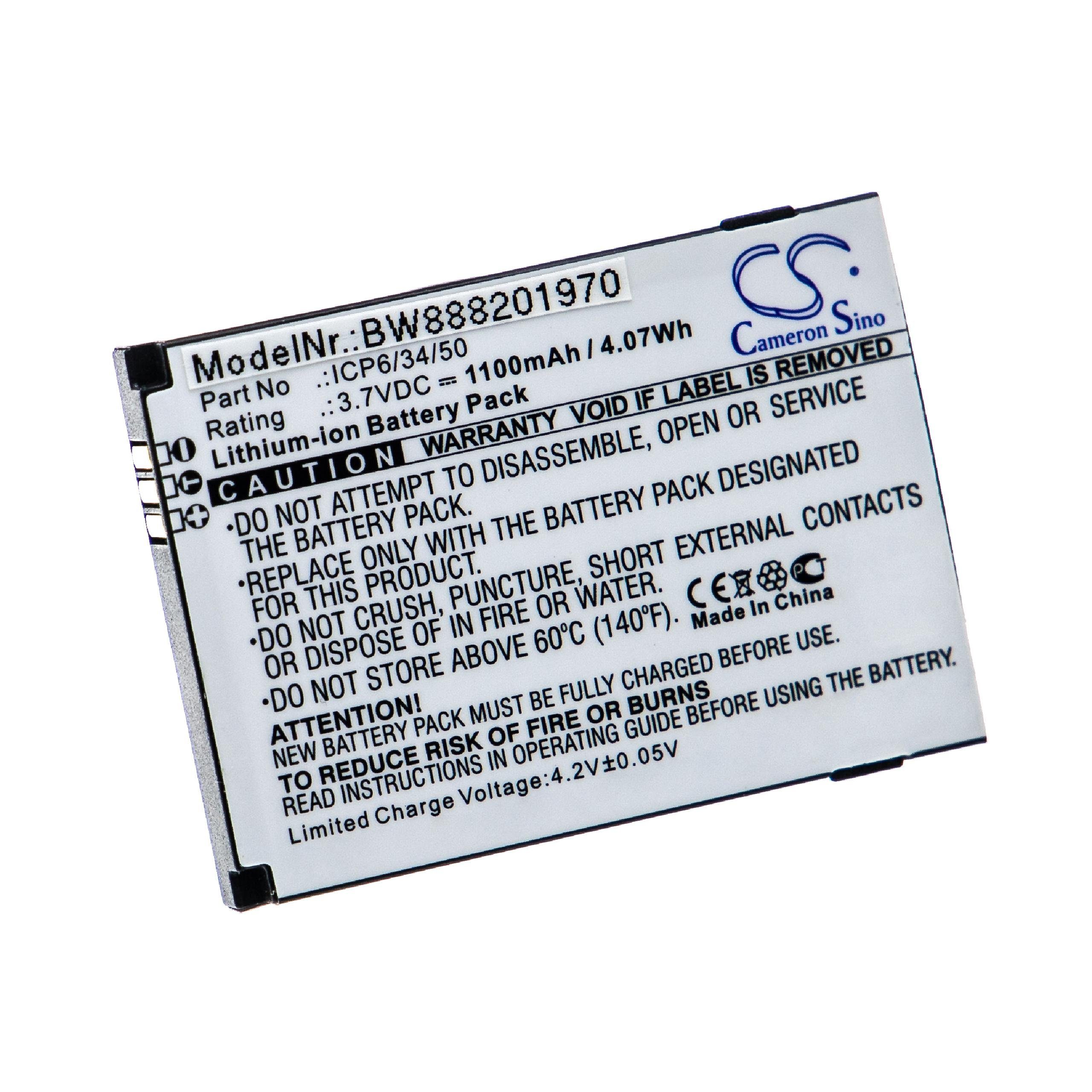 vhbw Akku Ersatz für HumanWare ICP6/34/50 für Handvideolupe (1100 mAh, 3,7 Akku Akku Li-Ion 1100 mAh (3,7 V, 1 St), Leistungsfähiger Austausch-Akku für mobile Lesehilfe, Wiederaufladbar