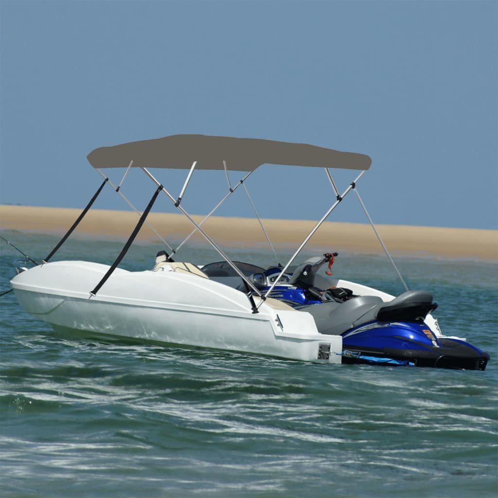 Thumbnail - vidaXL Schutzplane Boot-Sonnendach Persenning Boot Sonnendach 4-Bow Bimini Top Grau 236x1
