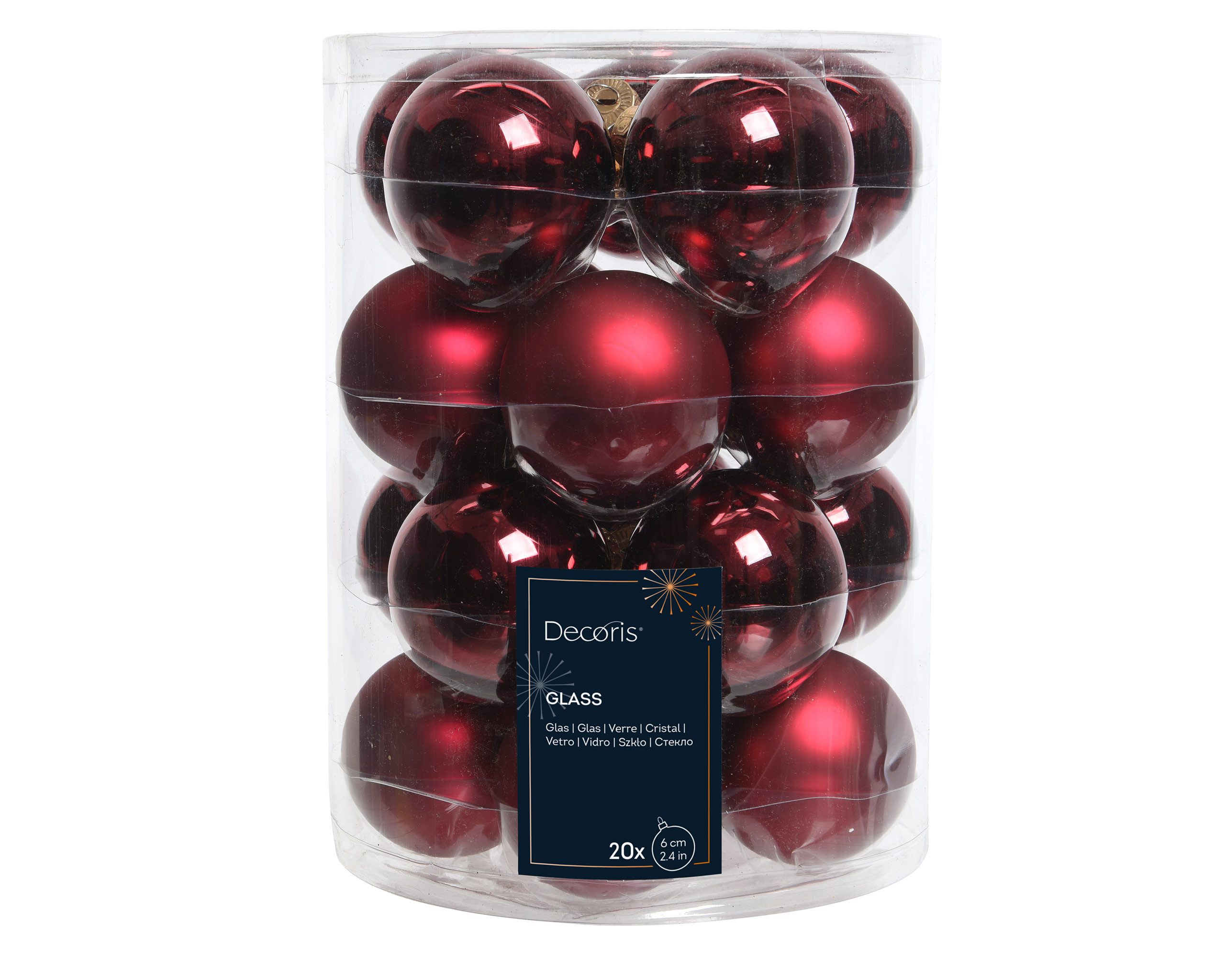Kaemingk Weihnachtsbaumkugel, Новогодние шары Glas 6cm x 20 Stück - Ochsenblut