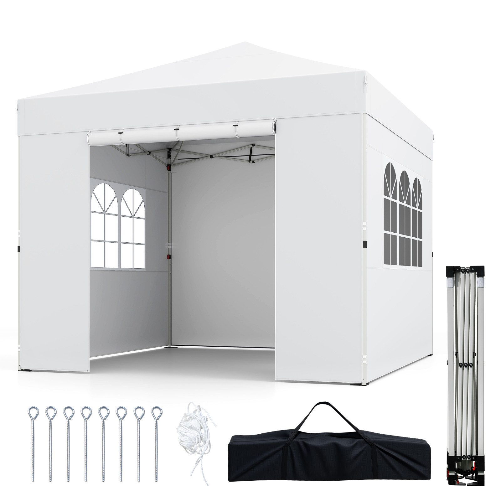 COSTWAY Faltpavillon, Gartenpavillon 3x3 mit uv schutz, Pavillon wasserdicht