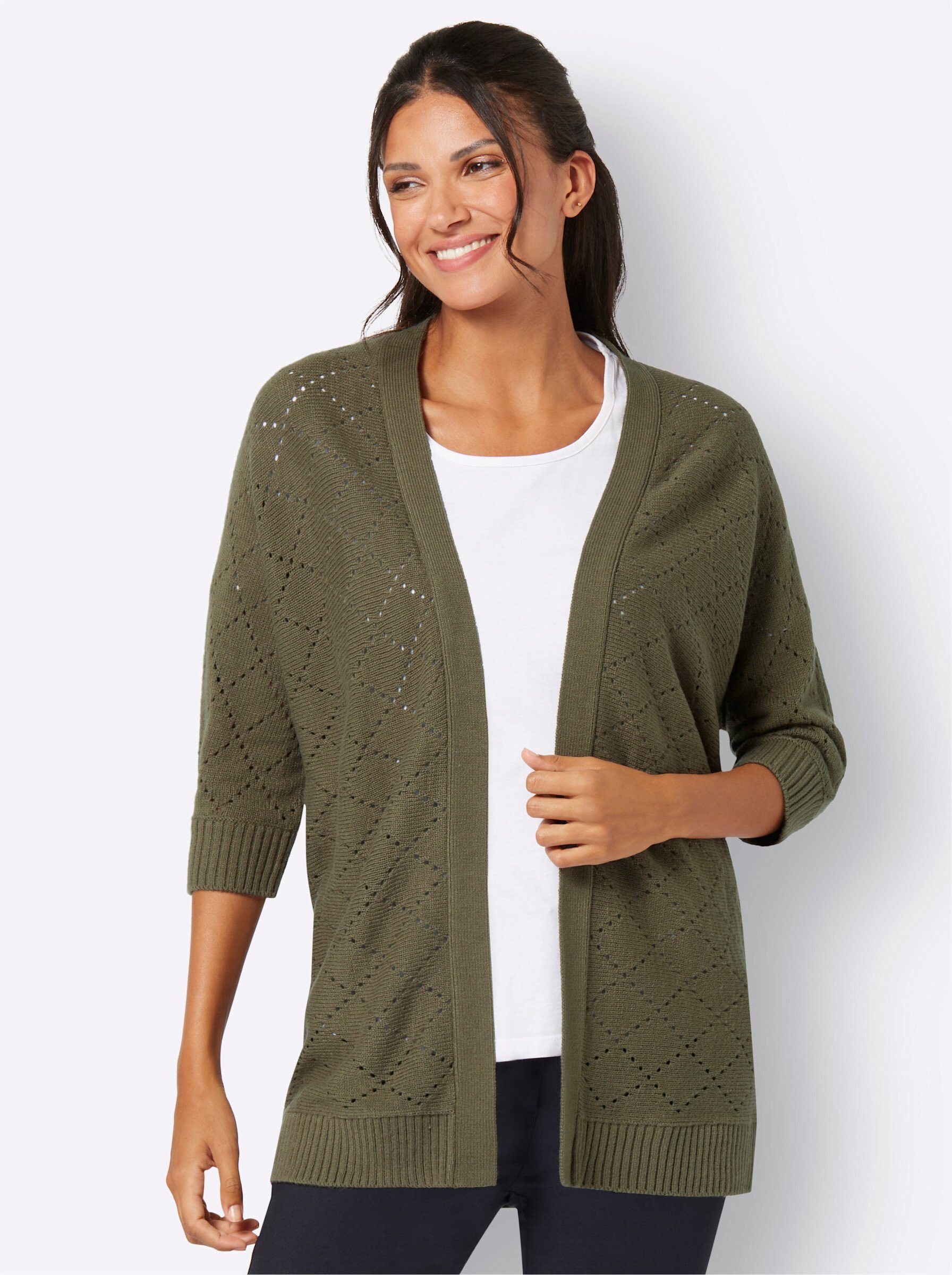 Sieh an! Strickjacke Ajourstrickjacke