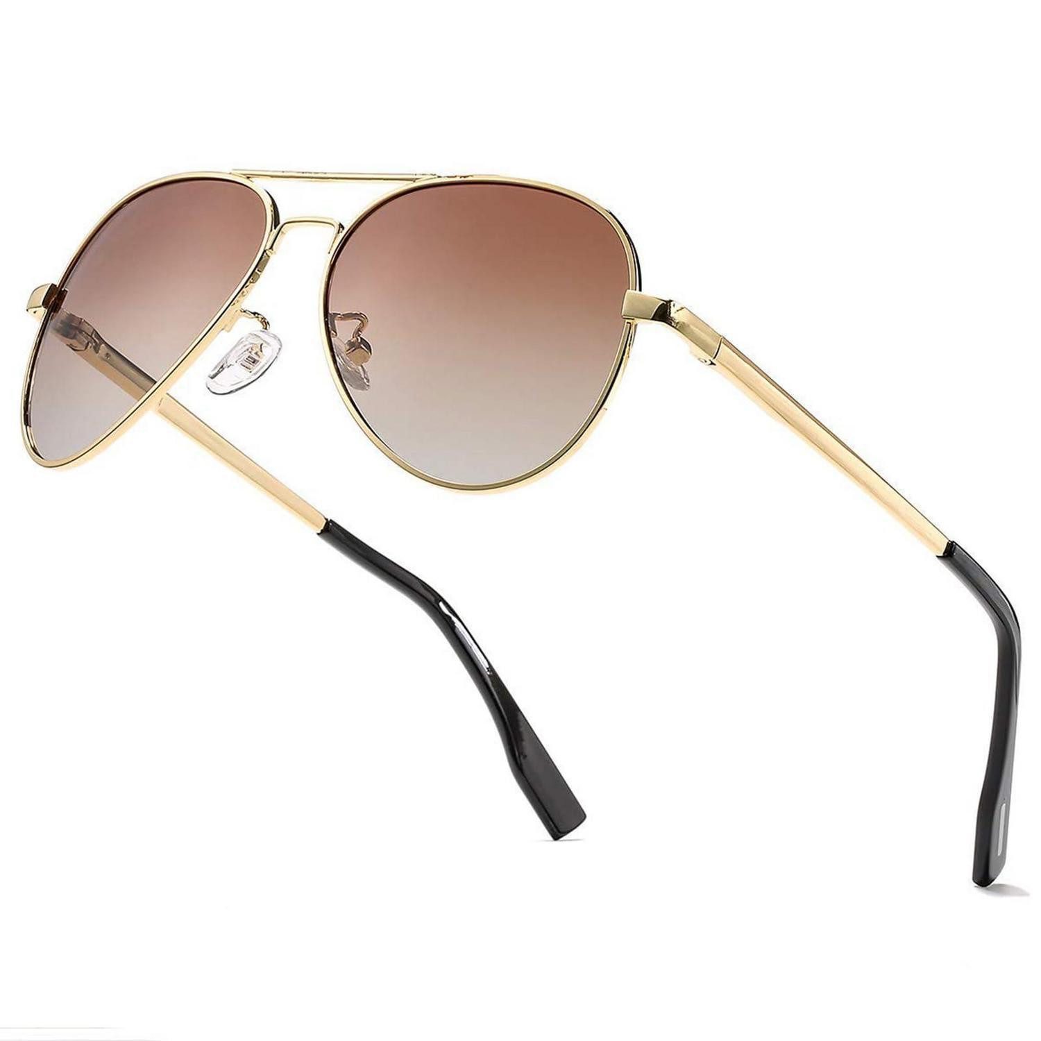 LuxusKollektion Pilotenbrille Pilotenbrille polarisiert Sonnenbrille Gold Braun Linse 58 Millimeter