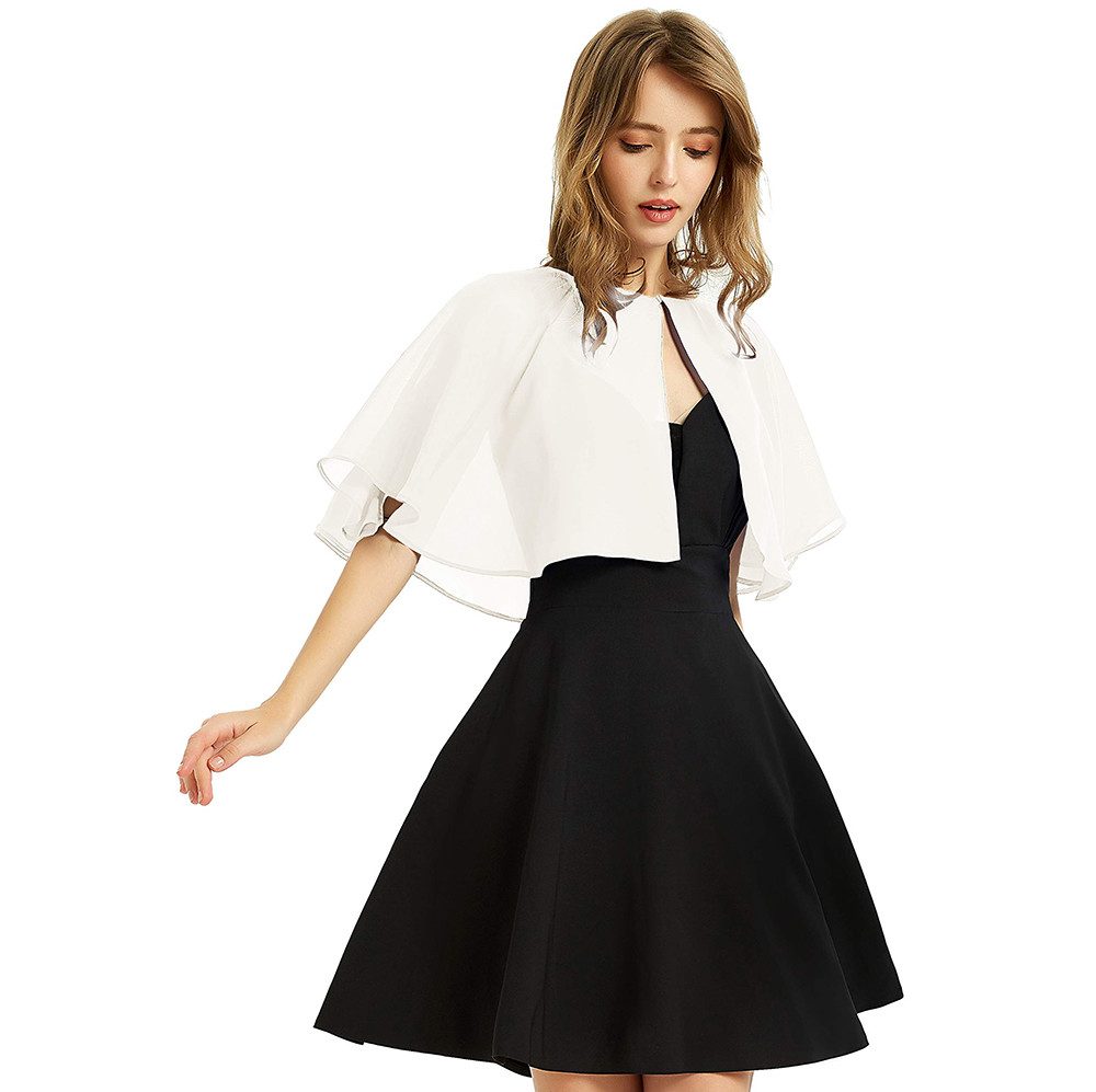 Zaewry Bolero Damen-Bolero aus Chiffon,Halbarm, kurzes Abendkleid-Schal Schal, Hochzeit, Cape, Bolero, Chiffon Coverup,Sommer Strickjacke
