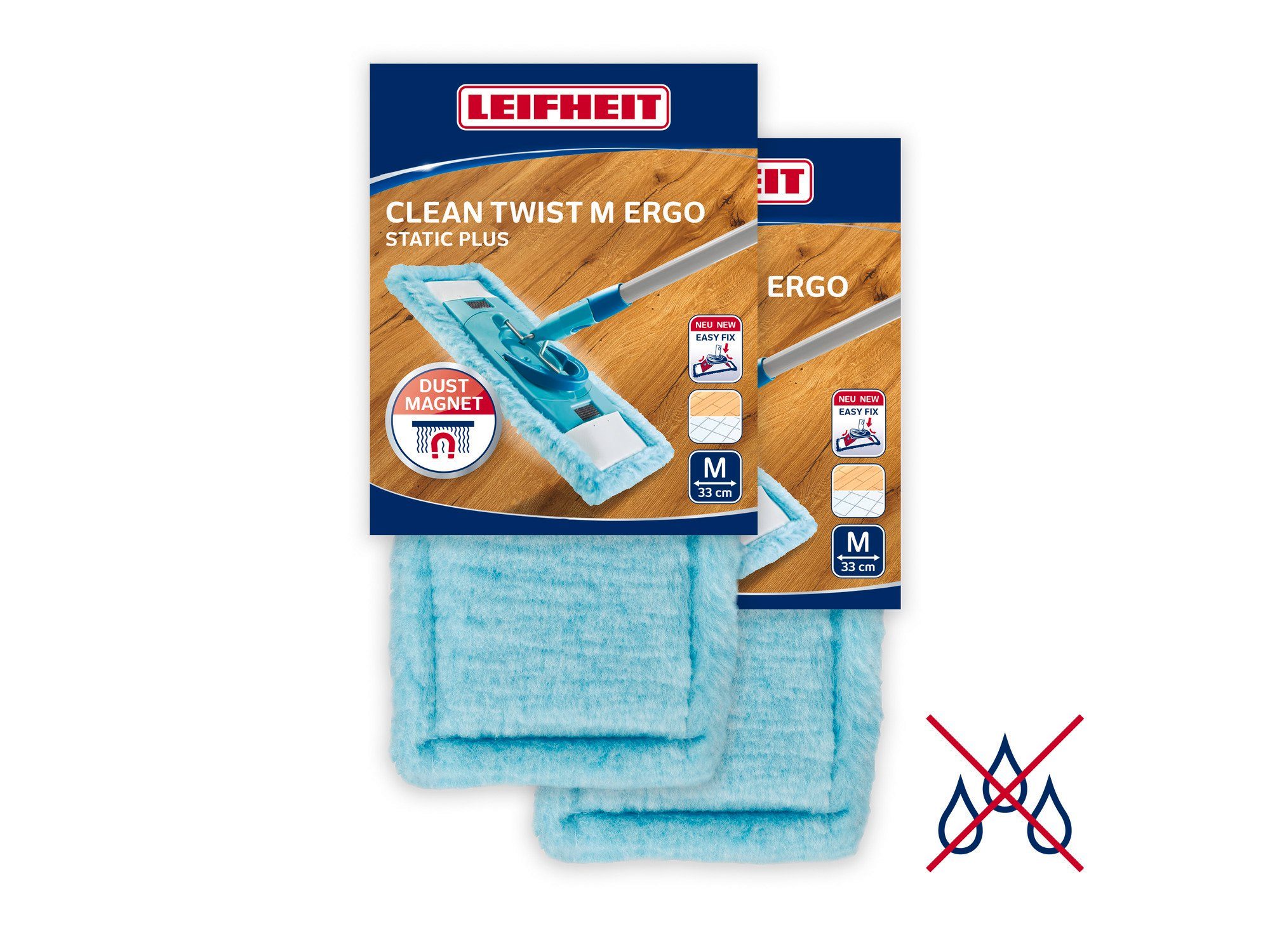 CLEAN TWIST Leifheit Ergo static plus M Set Wischbezug Wischbezug 2er