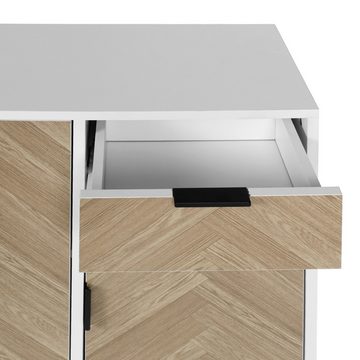 IDEASY Sideboard Sideboard, strukturelle Kommode, 90 x 72 x 30 cm, strukturierte Front, 3 Türen und 1 Schublade, für Küche, Wohnzimmer, Flur