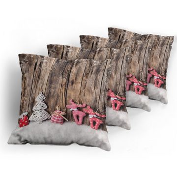 Kissenbezüge Modern Accent Doppelseitiger Digitaldruck, Abakuhaus (4 Stück), Winter traditionelle Weihnachten