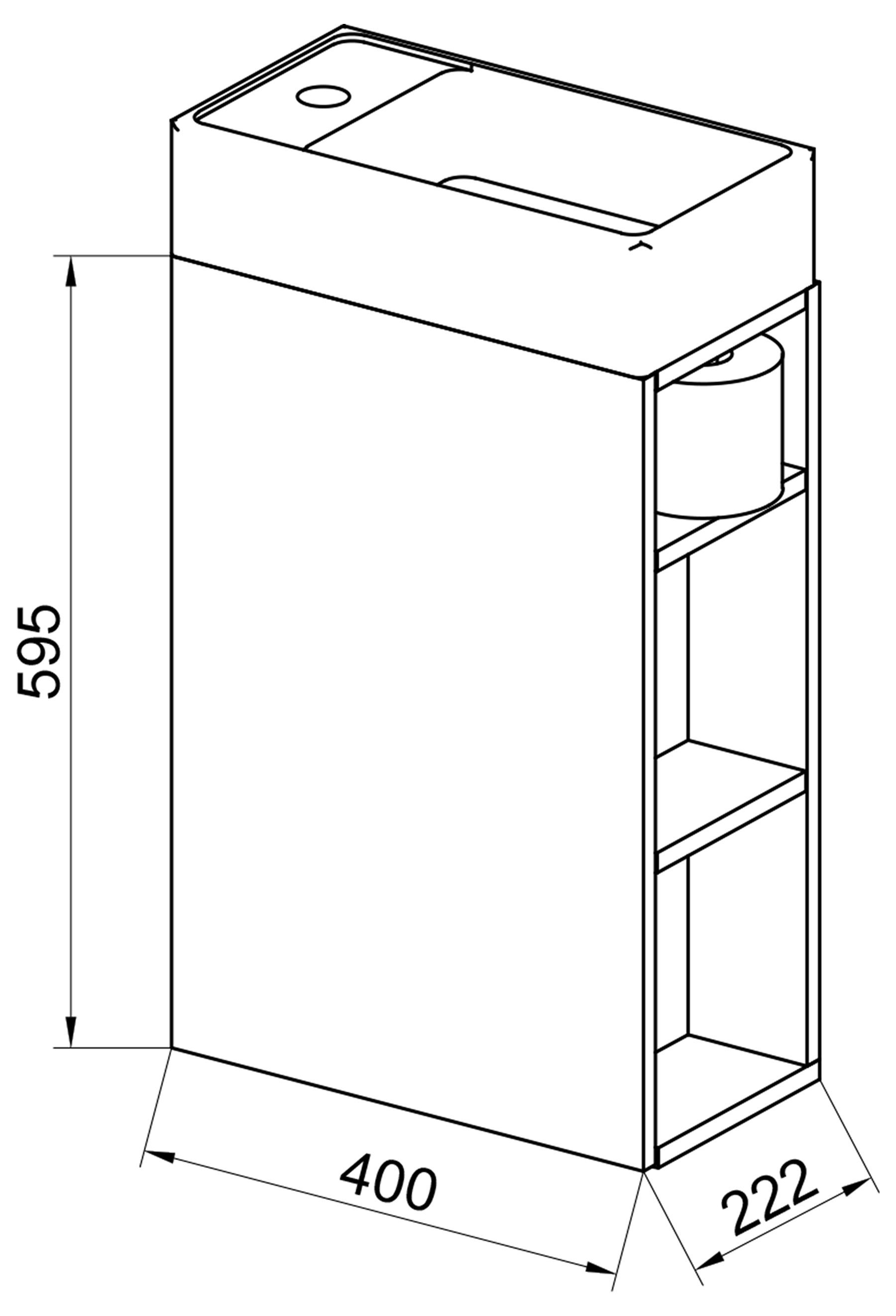 VCM Badmöbel-Set Lumia 2er Set B. 40 x T. 22 x H. 70 cm, (Komplett-Set, 2-St., 1x Unterschrank 1x Waschbecken), Waschplatz mit viel Ablagefläche, für Gästebäder – Bild 4 von 4
