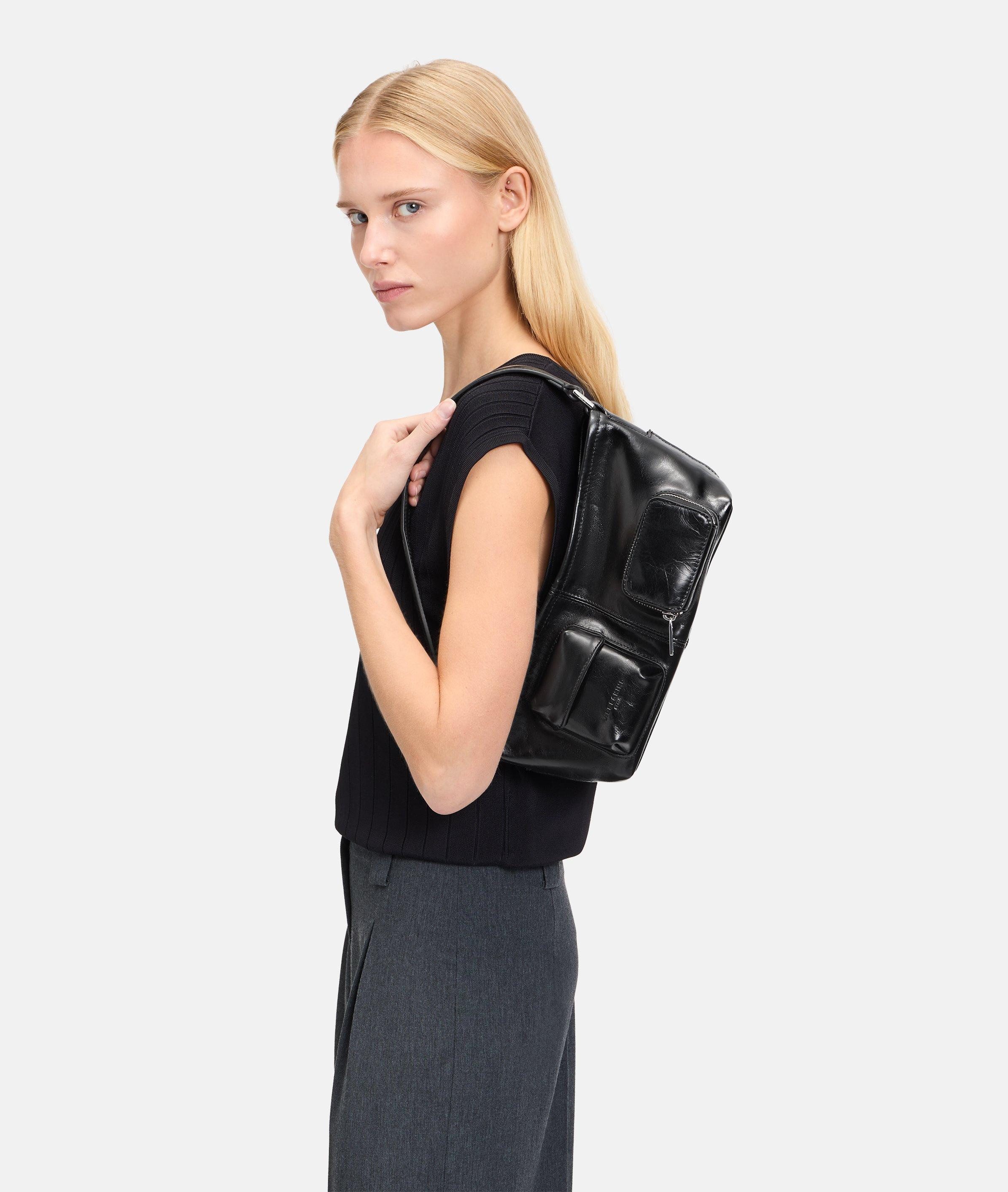 Liebeskind Berlin Schultertasche Crossbody, Handliche Shoulderbag aus glänzendem Rindsleder