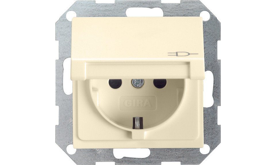 GIRA Lichtschalter Gira Steckdose mit Klappdeckel ST55, cremeweiß