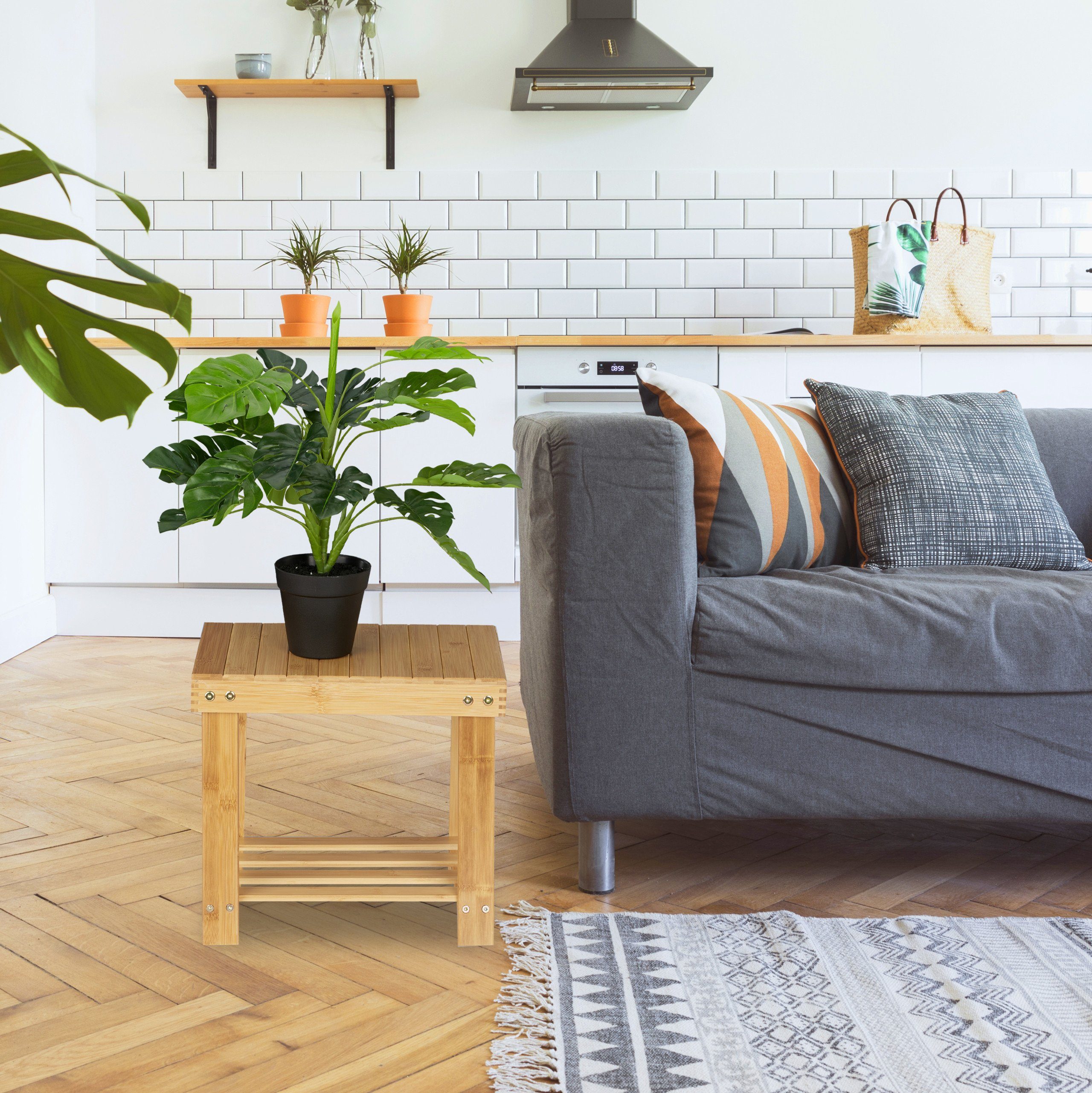 relaxdays Fußhocker Große Fußbank aus Bambus günstig online kaufen