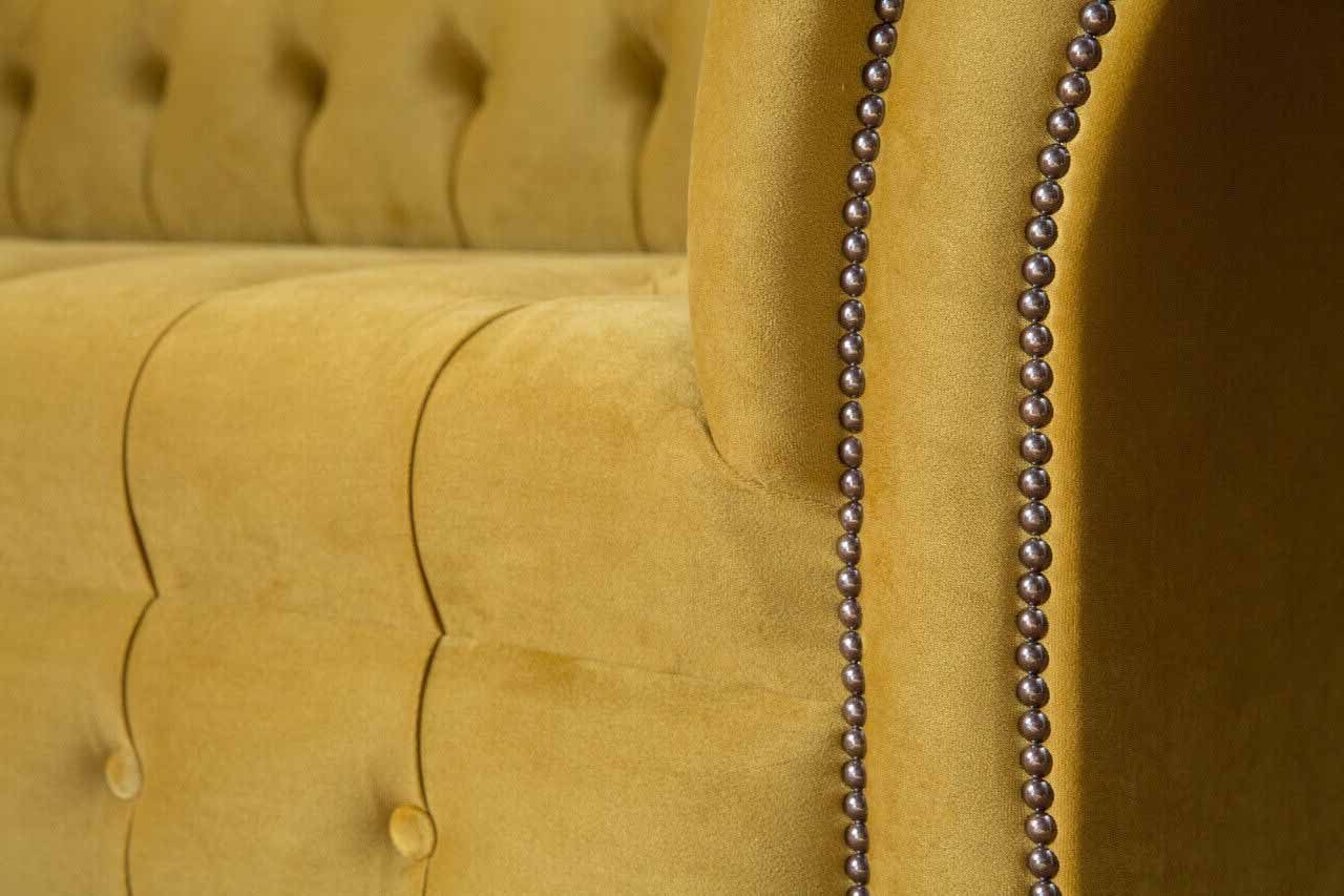 JVmoebel 3-Sitzer Chesterfield 3 Sitzer Sofa Polsterung Teile, Designer 1 Textil, Chesterfield-Knöpfen Mit Sofas