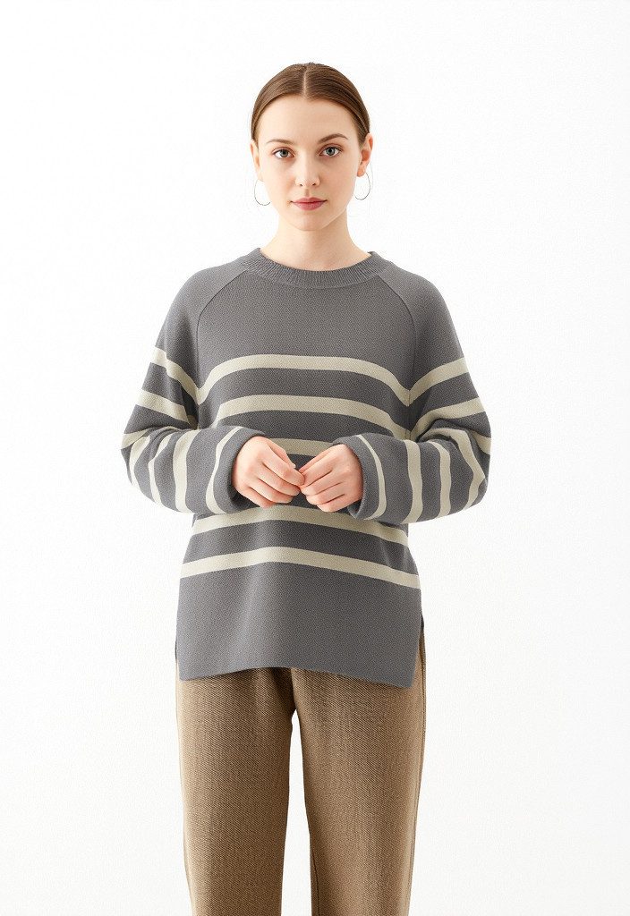 Noisy may Rundhalspullover NMFIFI L/S O-NECK TUNIC KNIT FWD NOOS mit All-ov günstig online kaufen