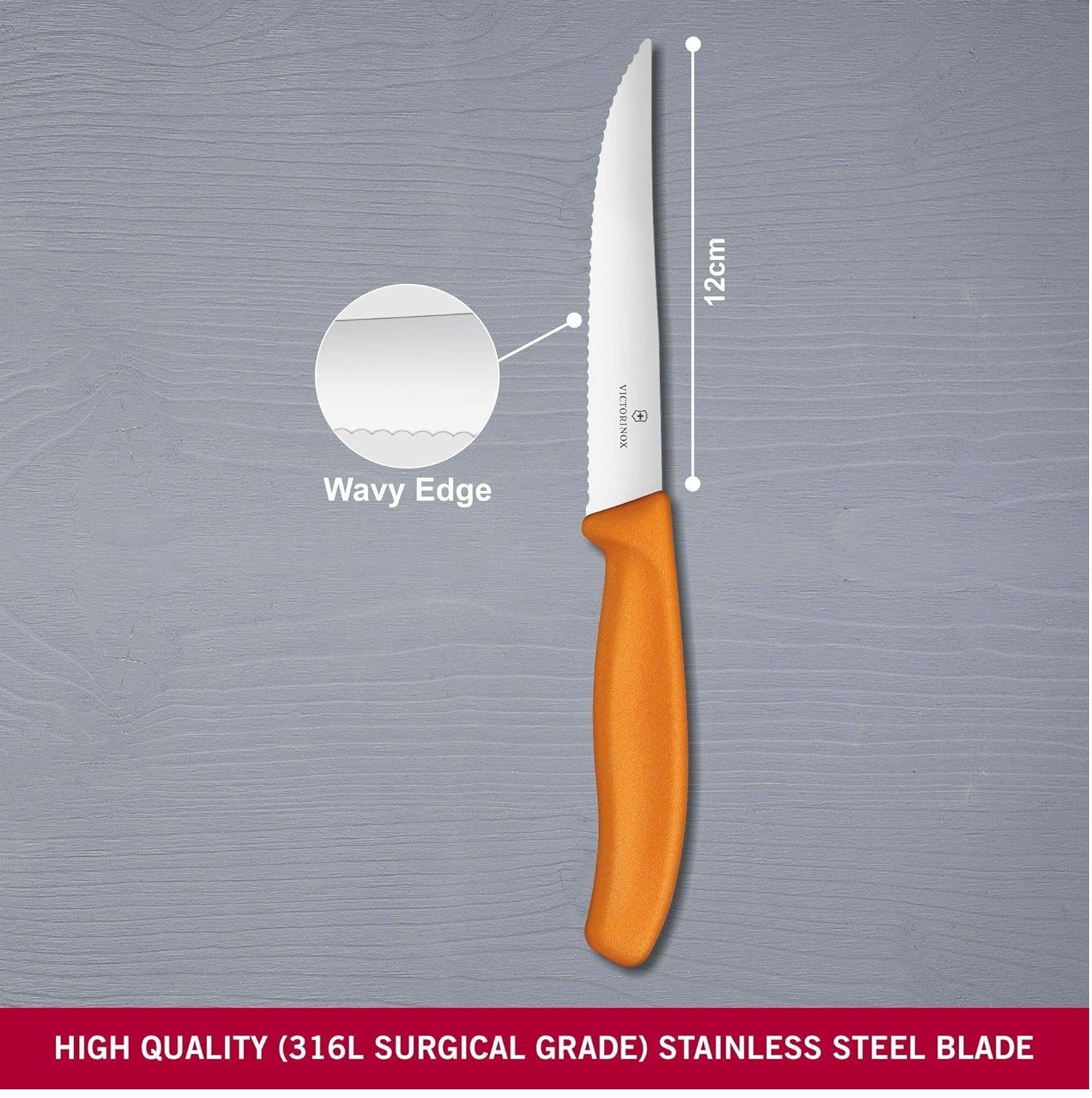 Victorinox Steakmesser Swiss Classic, Profi Steak- und Pizzamesser,orange