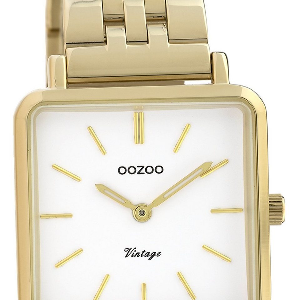 OOZOO Quarzuhr Oozoo Damen Armbanduhr Timepieces Analog, Damenuhr quadrat,  extra groß (ca 29x29mm) Metallarmband, Fashion-Style