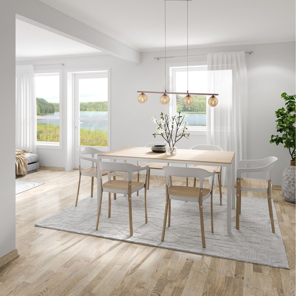 SellTec LED Pendelleuchte Pendellampe Greta Landhaus, wechselbares Leuchtmittel, 4x G9 / 2.5 Watt, 3000 Kelvin, rustikal, braun/gold, Kugel