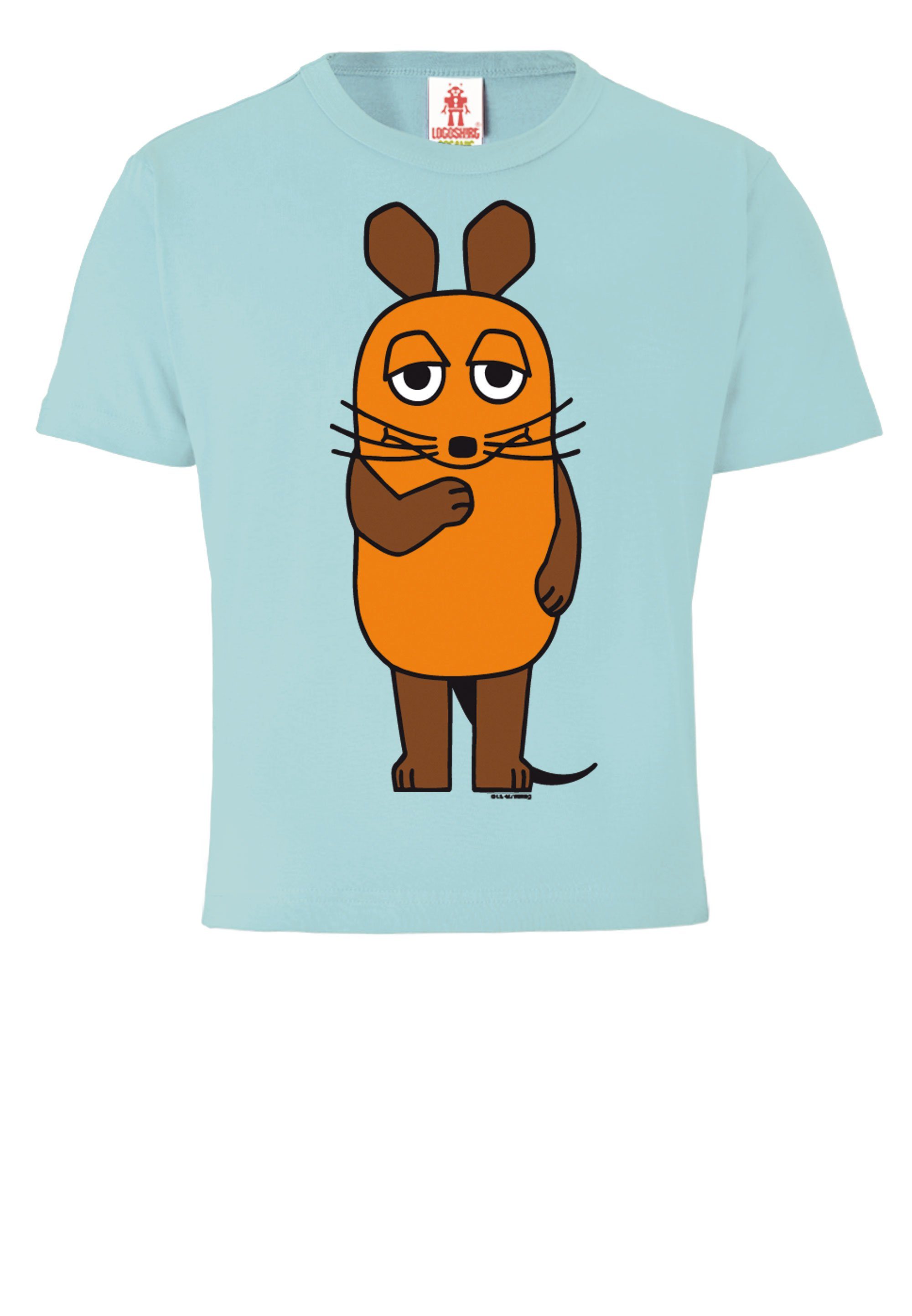 LOGOSHIRT T-Shirt Sendung mit der Maus - Maus mit coolem Print hellblau