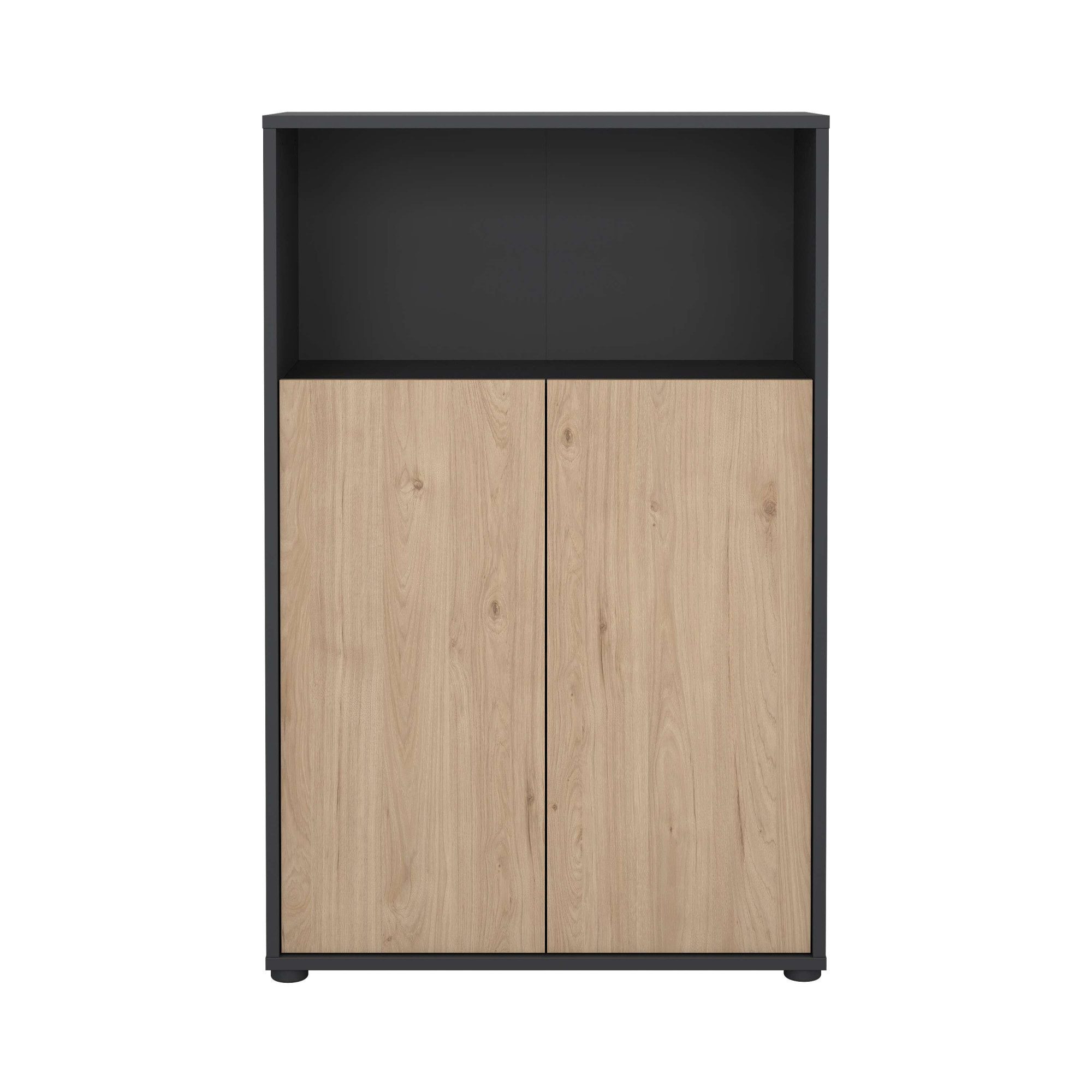 Home affaire Kommode Sign Sideboard mit Ablageregal für Akten, Bücher, mit 2 Türen, dahinter 2 Einlegeböden, Höhe 123 cm, Breite 80 cm