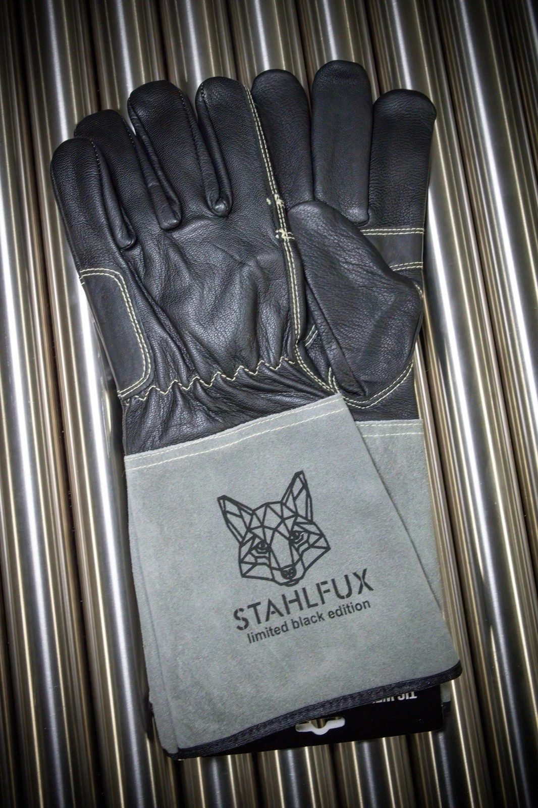 StahlFux Schweißerhandschuhe Arbeitshandschuhe hitzebeständige Handschuhe (Spar-Set, 1-St., schweißarbeiten) Robuste Außenfläche schützt vor Hitze und mechanischen Einflüssen