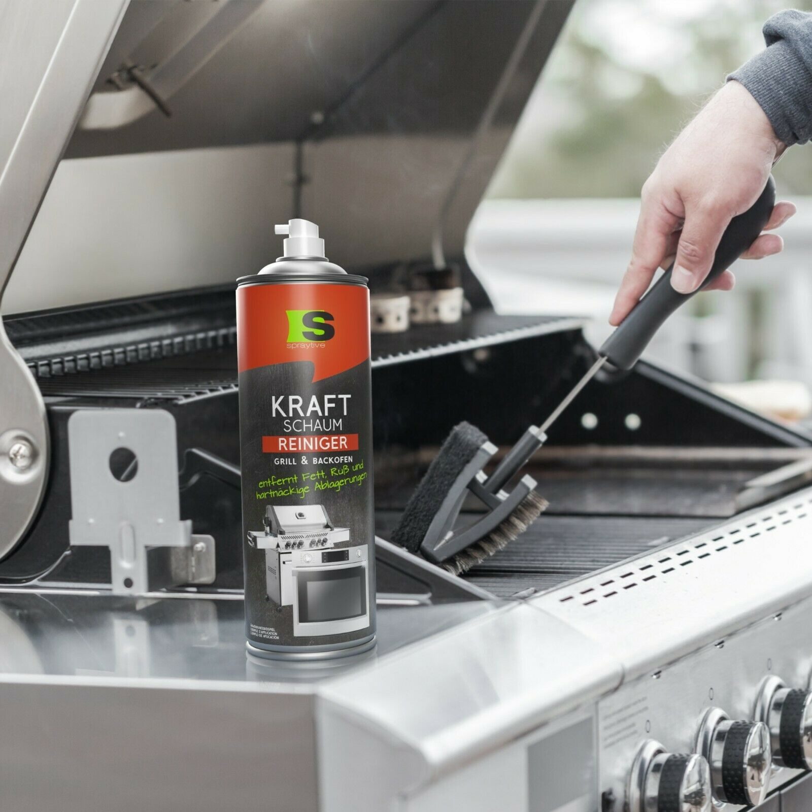 Spraytive 3x 500ml Reinigungsspray Backofen & Grillreiniger – Kraftschaum-Spray Backofenreiniger (Made in Germany)