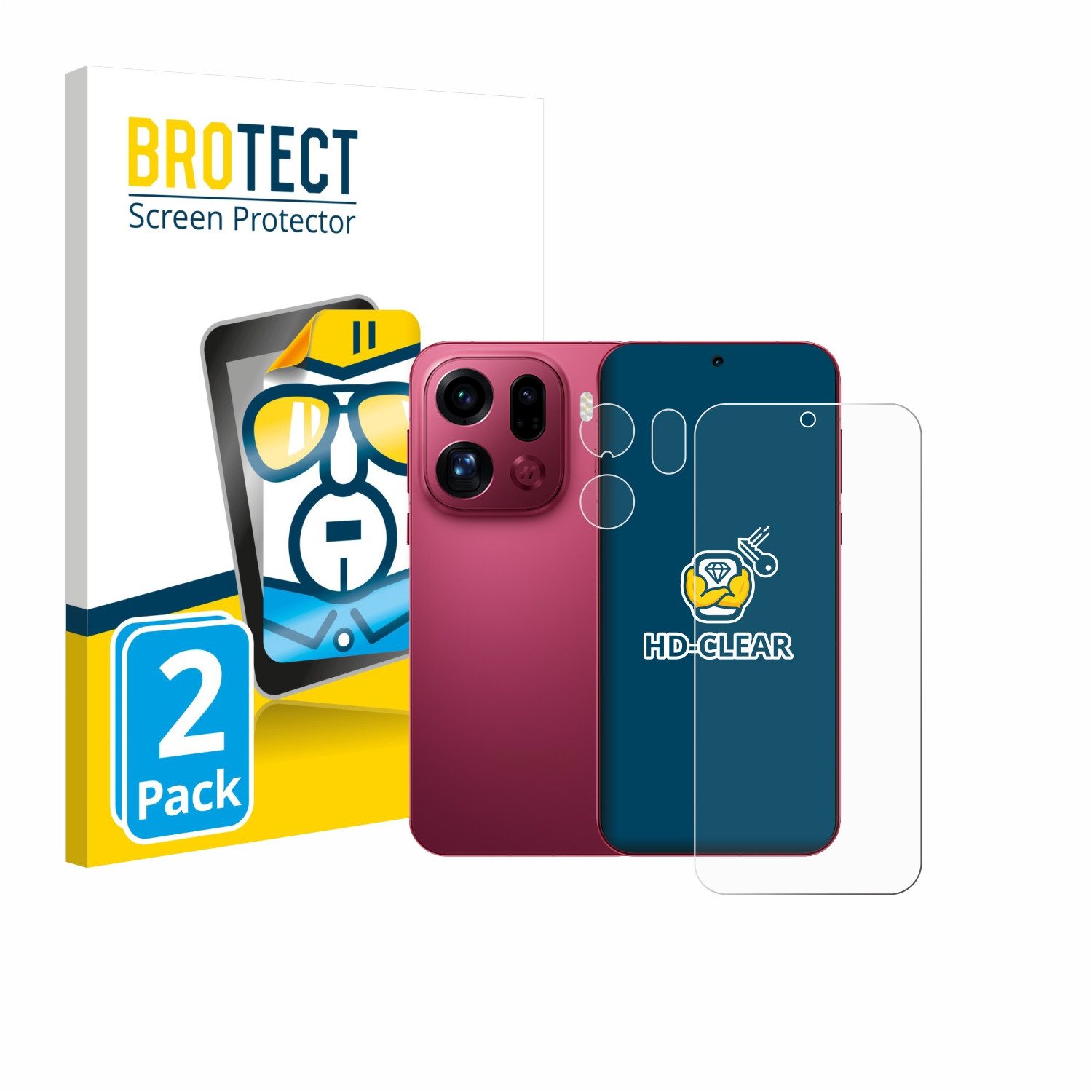 BROTECT Displayschutzfolie Schutzfolie für Oppo Find X9 Pro (Display+Kamera), 2 Stück, Displayschutz Schutz Folie Klar Transparent